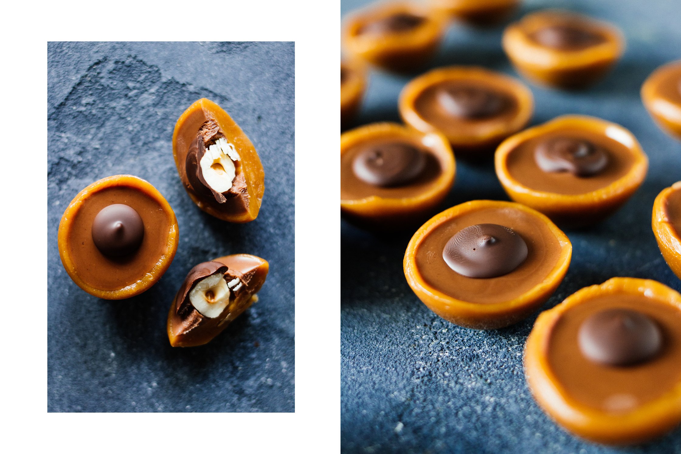 vegan toffiee with hazelnuts inside