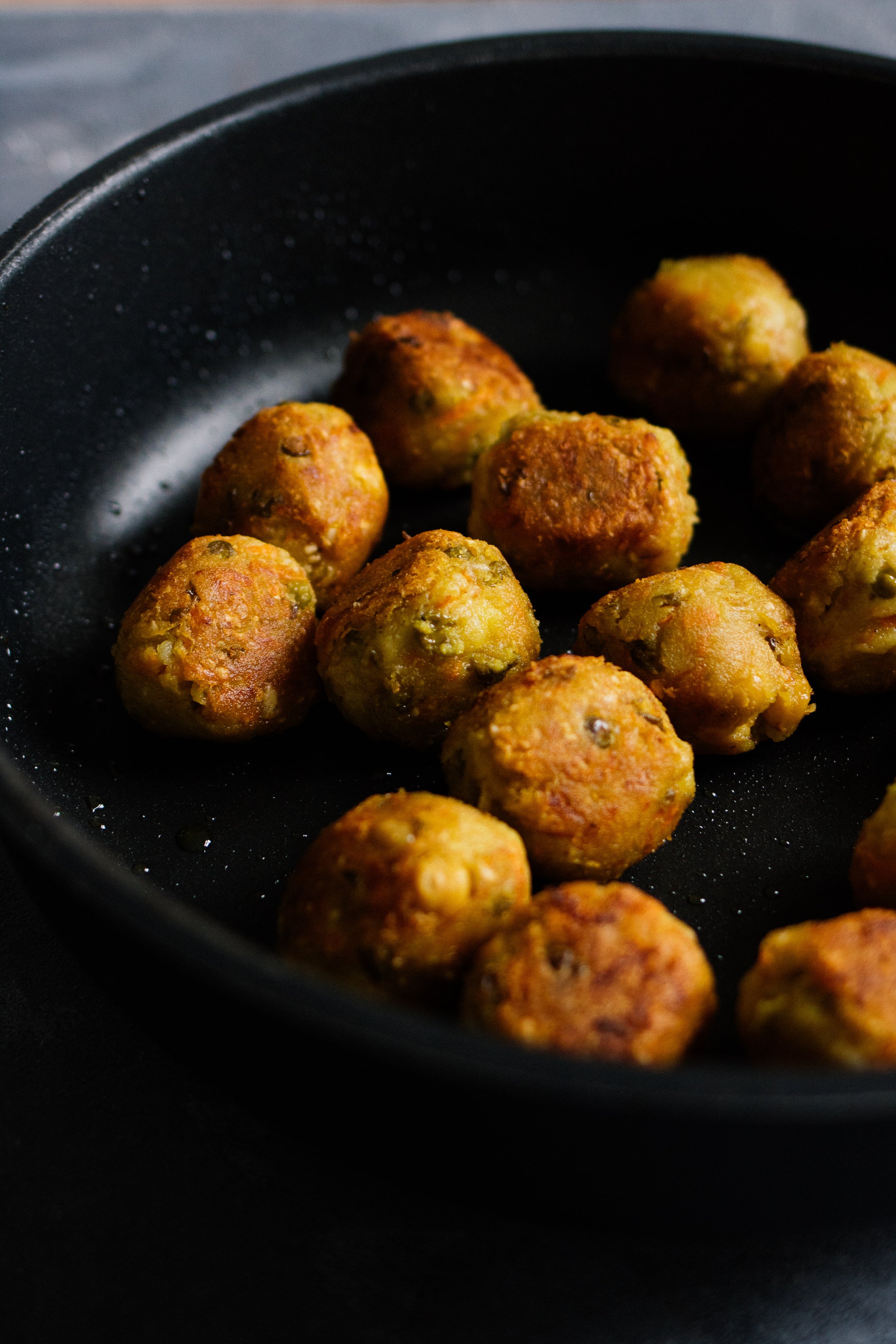 veggie balls in a pan