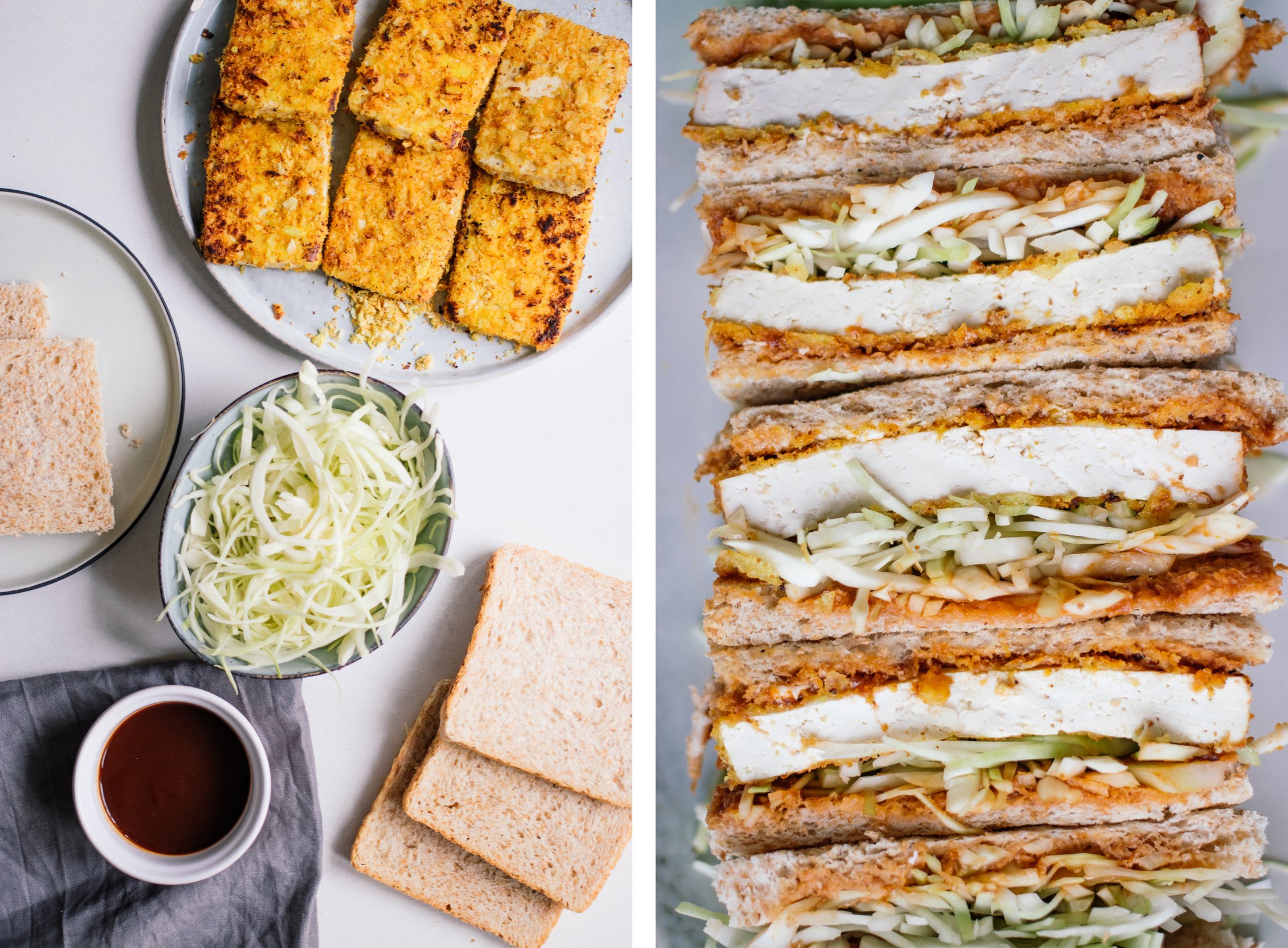 ingredients for Vegan Tofu Katsu Sando