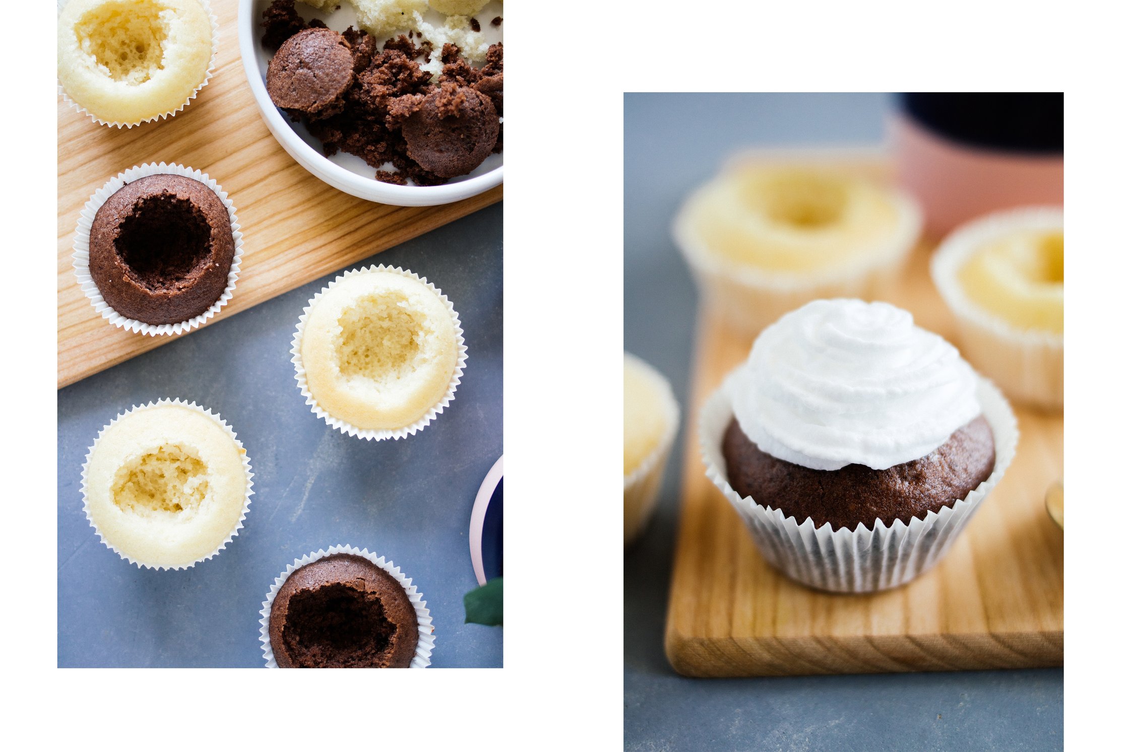 stuffing vegan cupcakes with ice cream