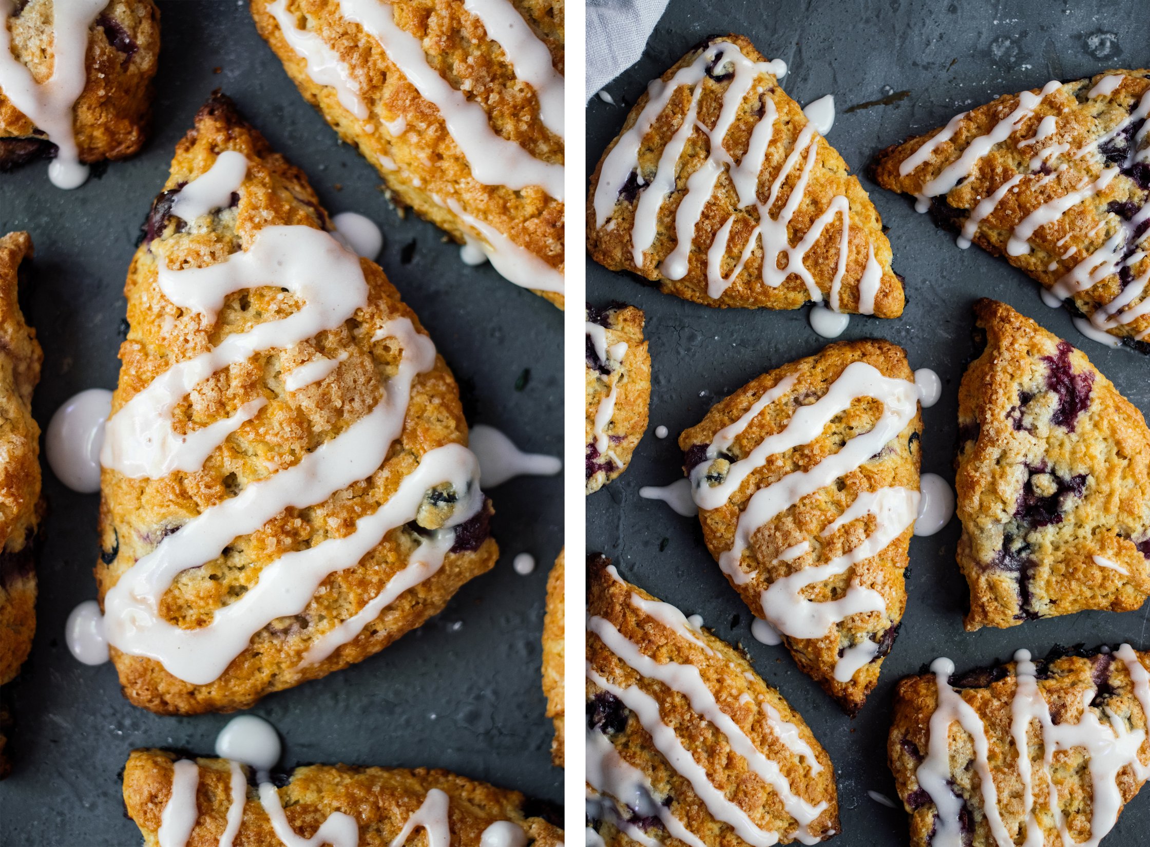 closeup of vegan blueberry scones