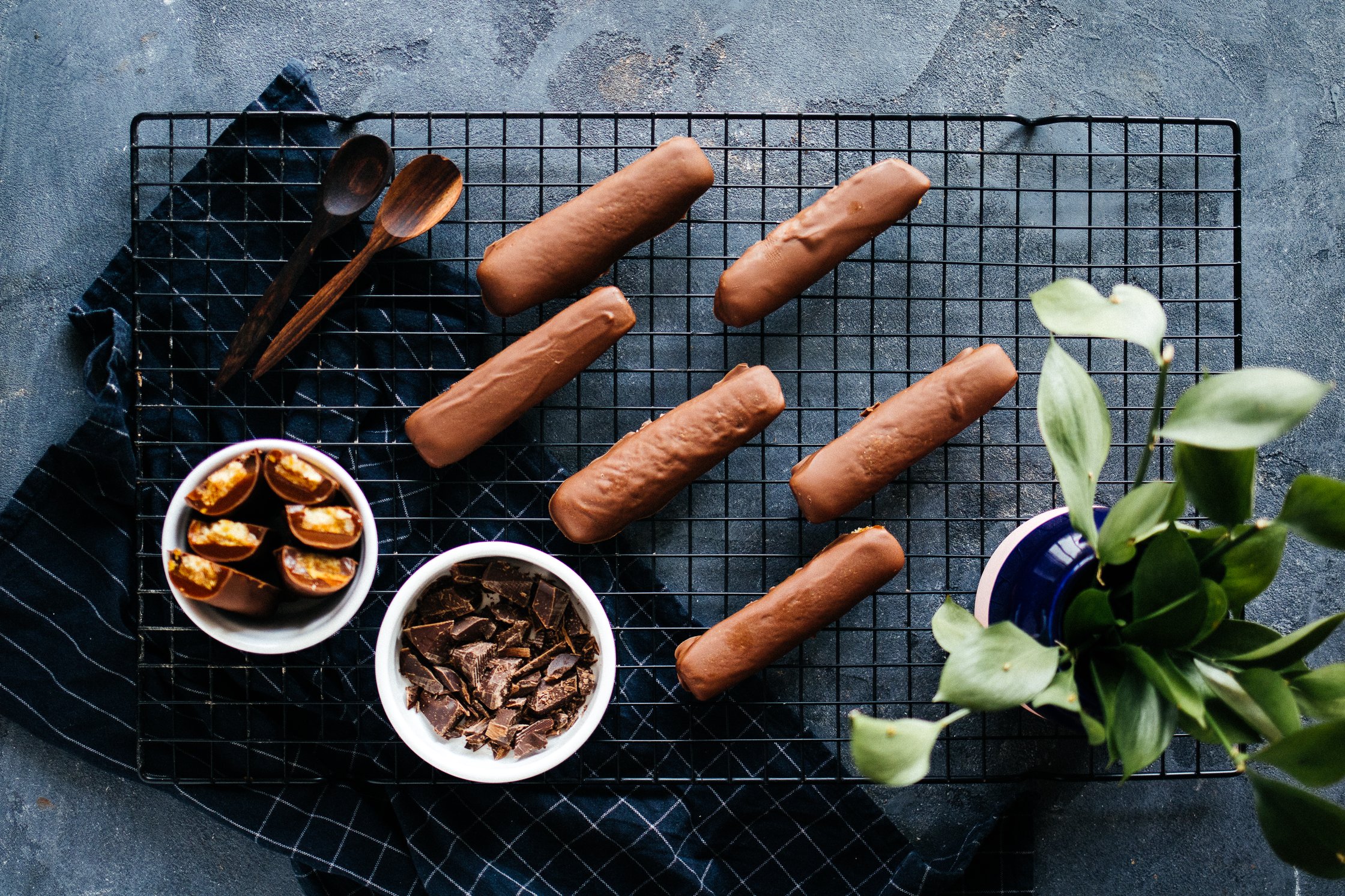 vegan twix on a cooling rack