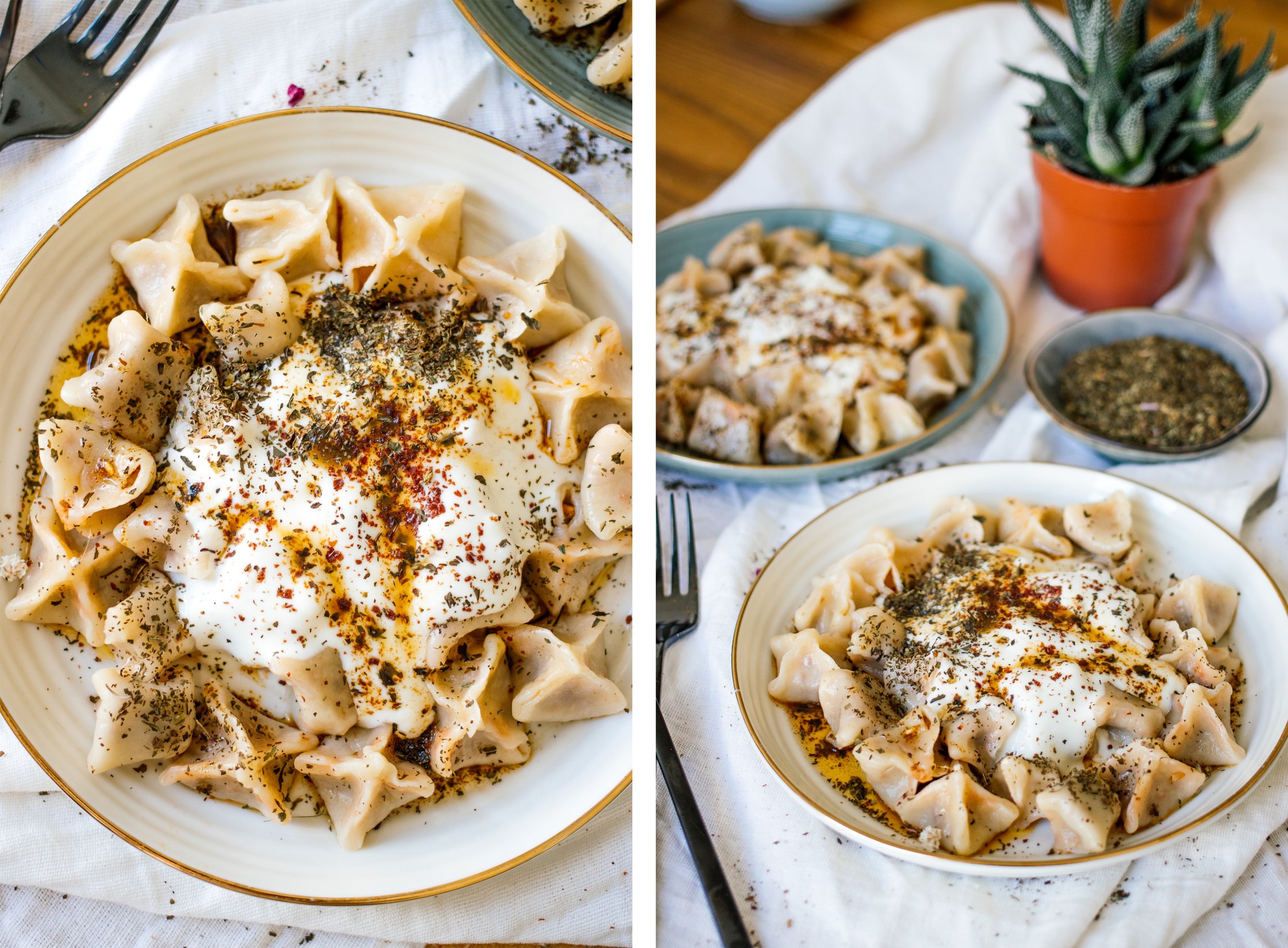 vegan manti are served