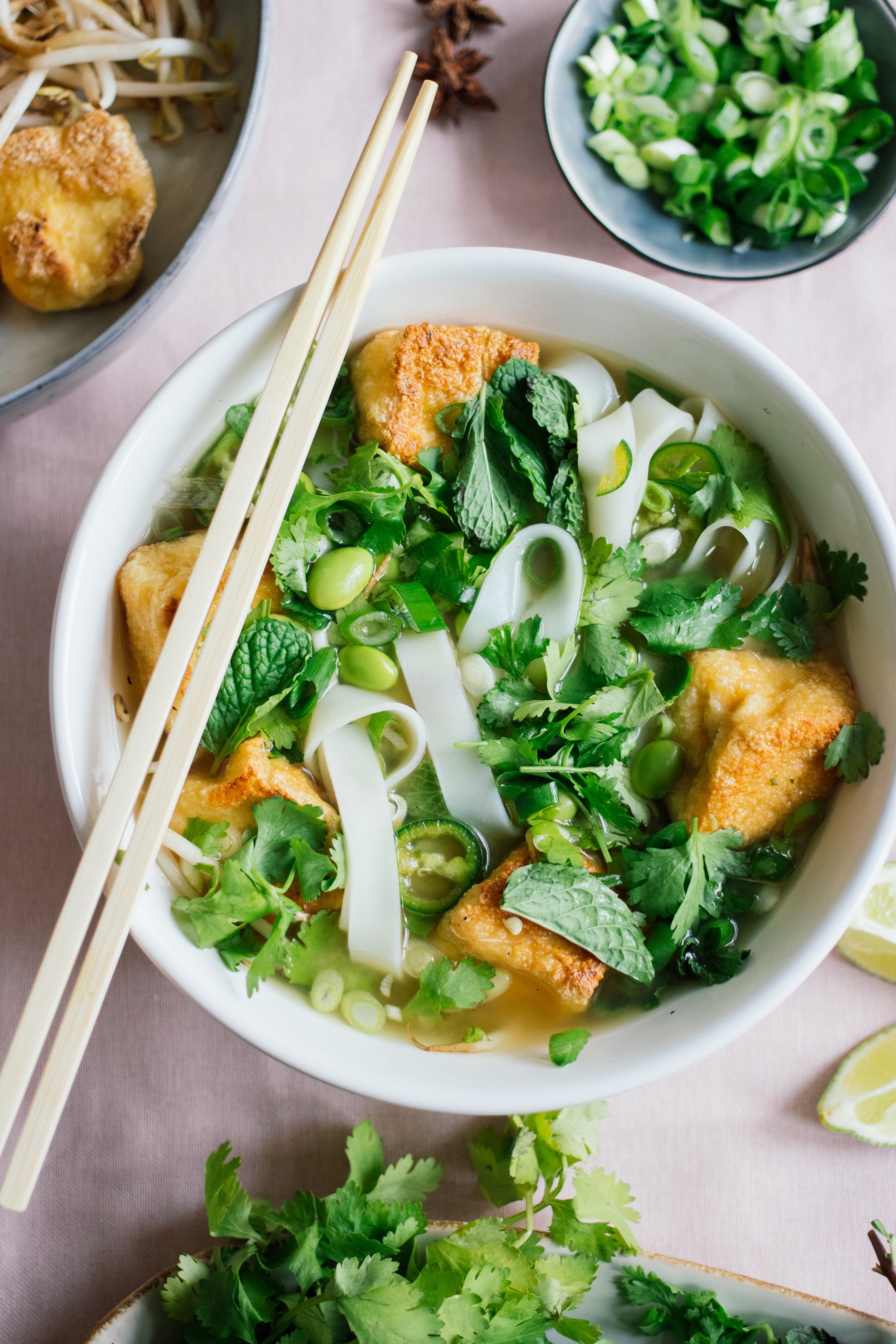 vegan pho in a bowl