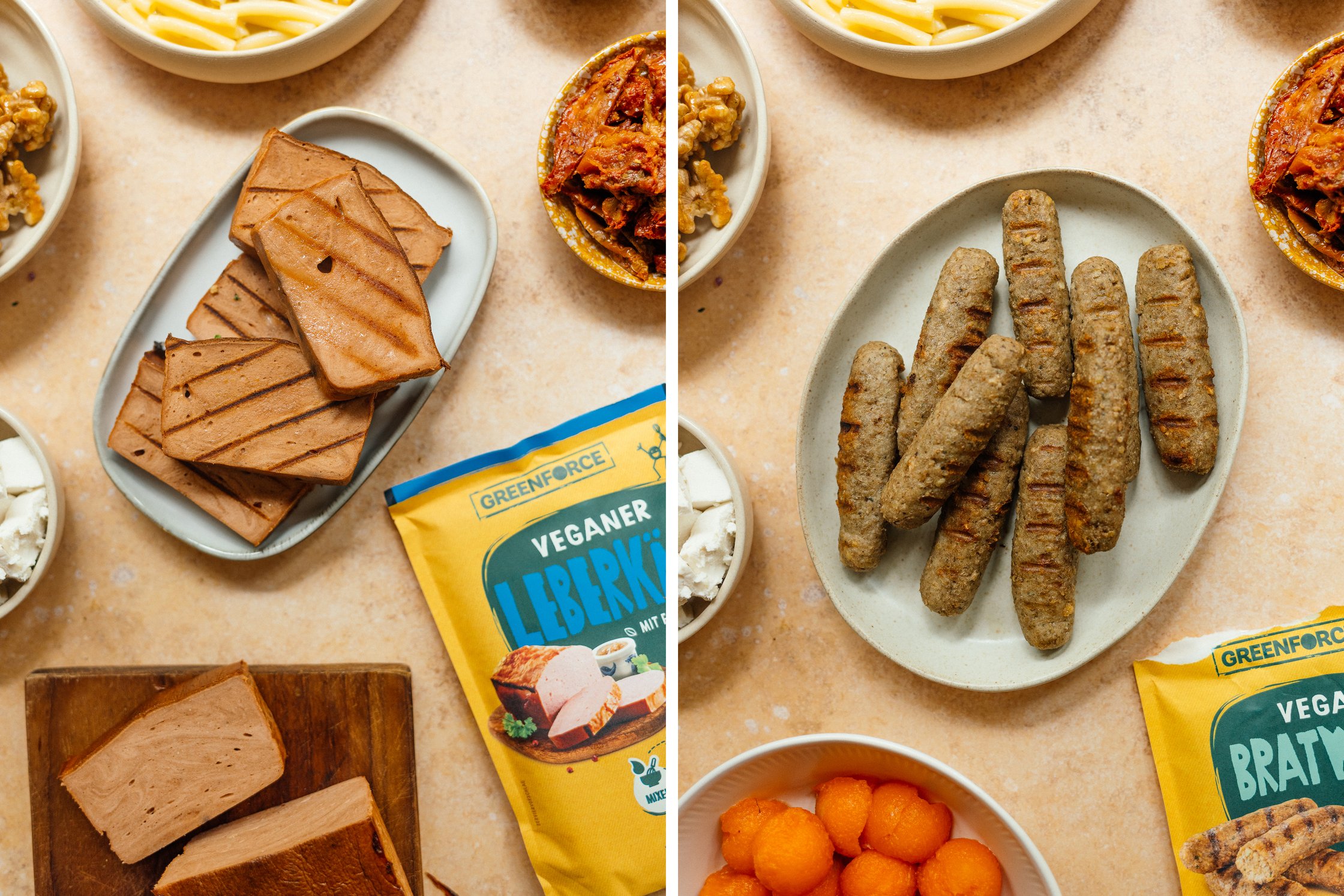 veganer Leberkäse und vegane Würstchen von Greenforce