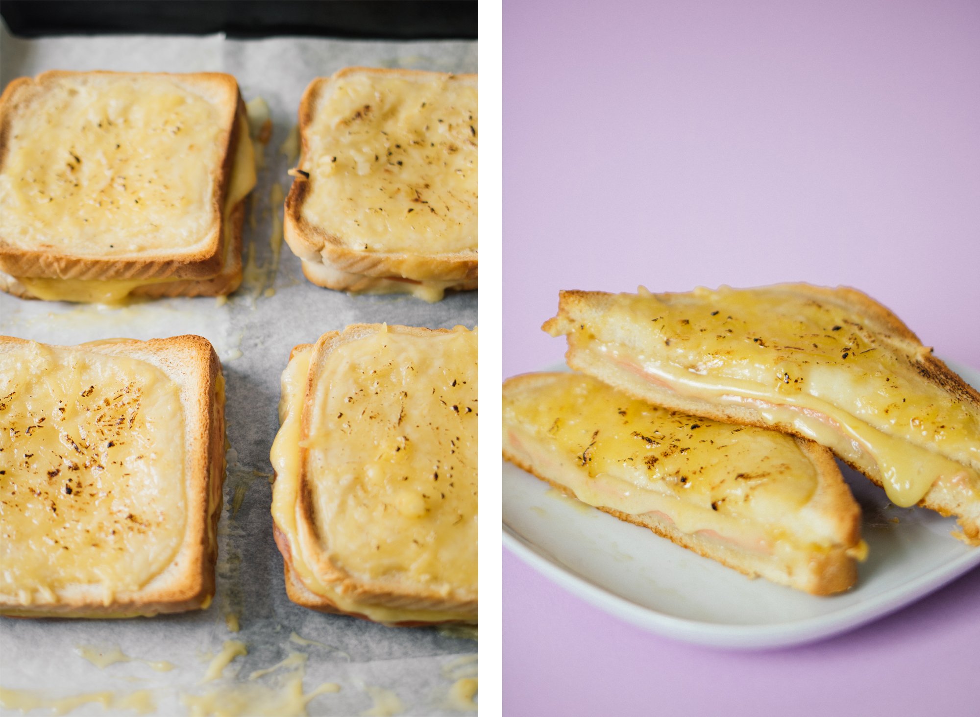 veganes croque monsieur aufgeschnitten