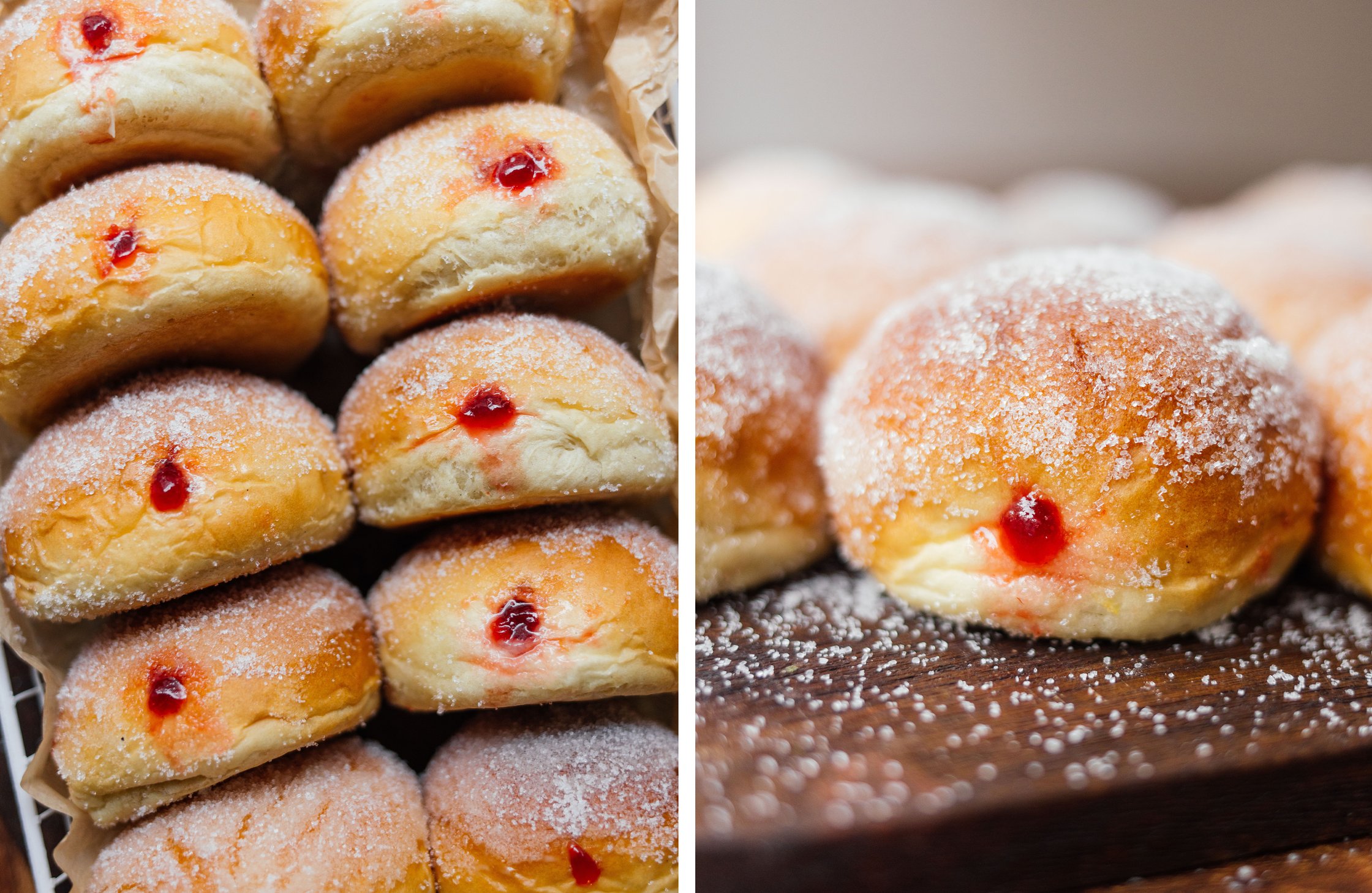 vegan jelly doughnuts out of the oven