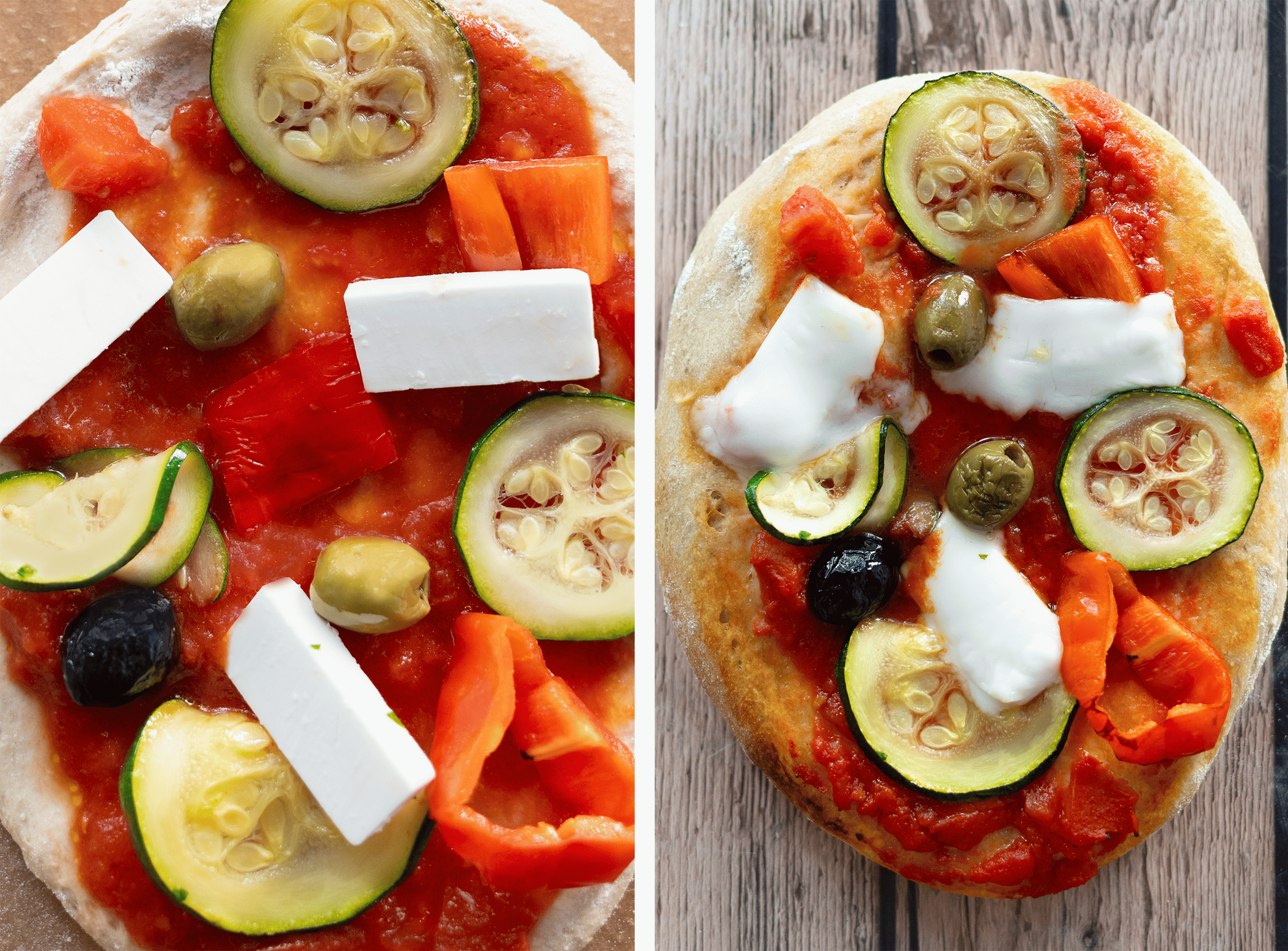 Pinsa mit veganem Feta.