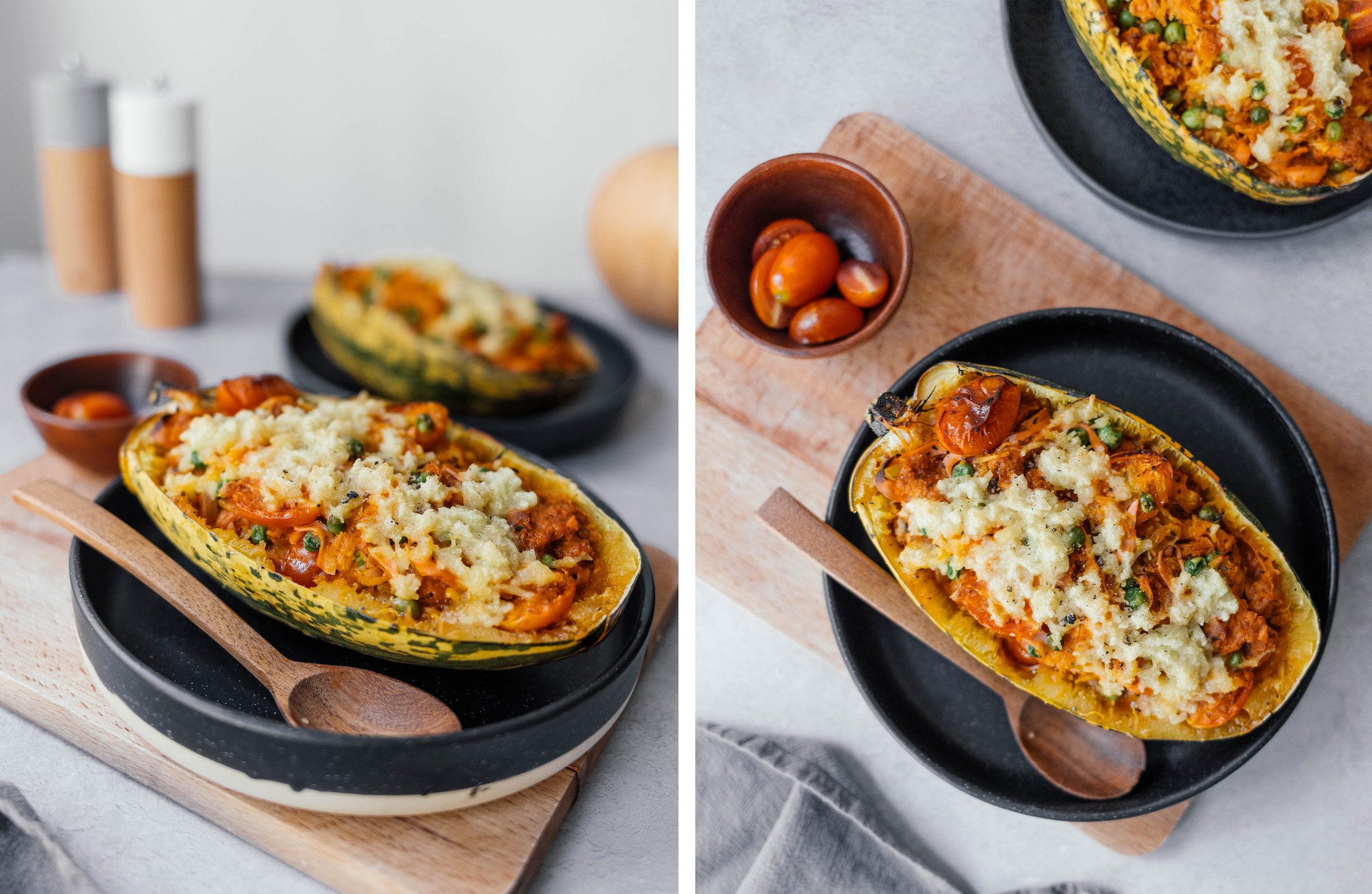 vegan filled spaghetti squash al Forno