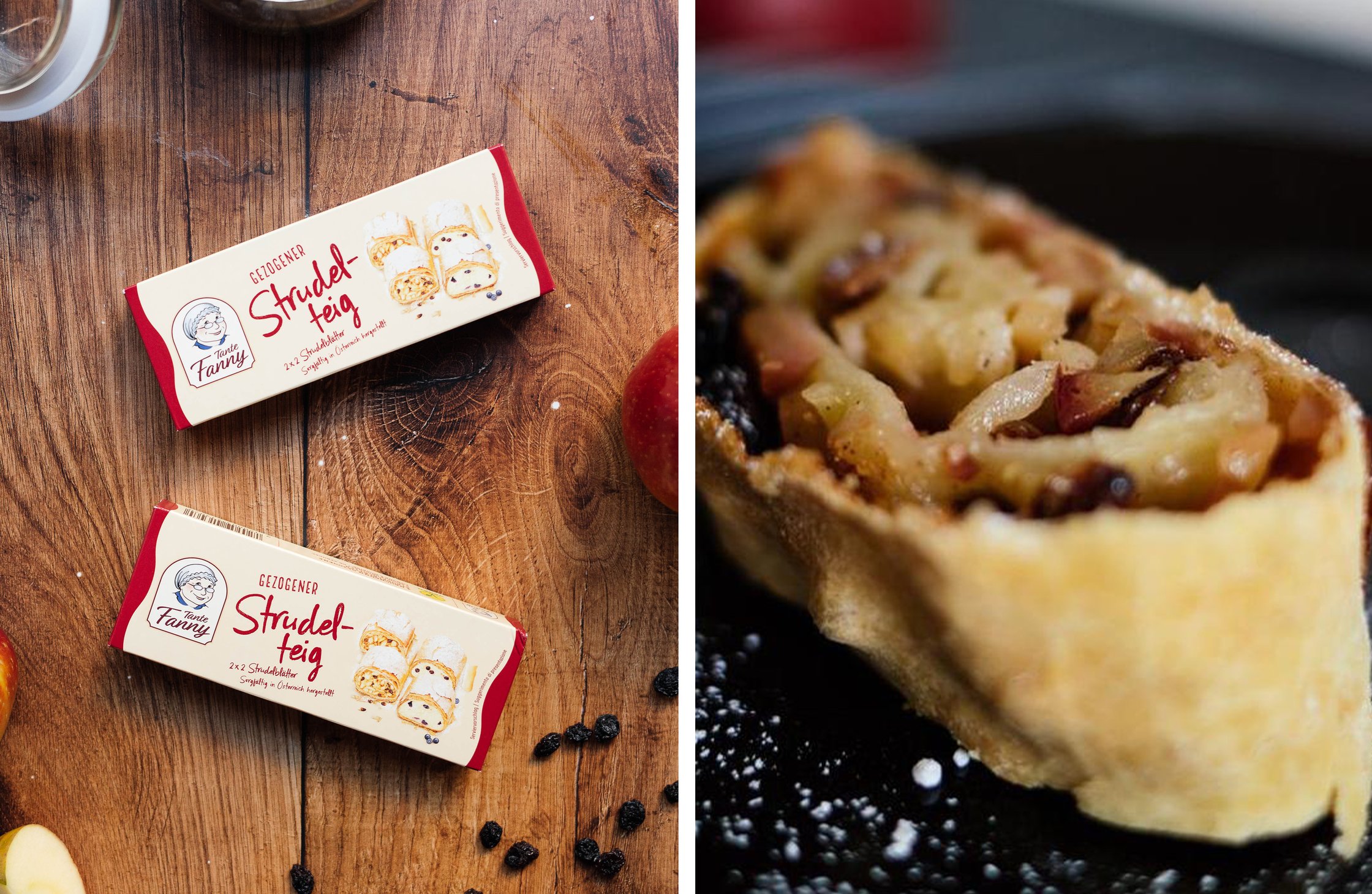 vegan apple strudel made with store-bought strudel pastry