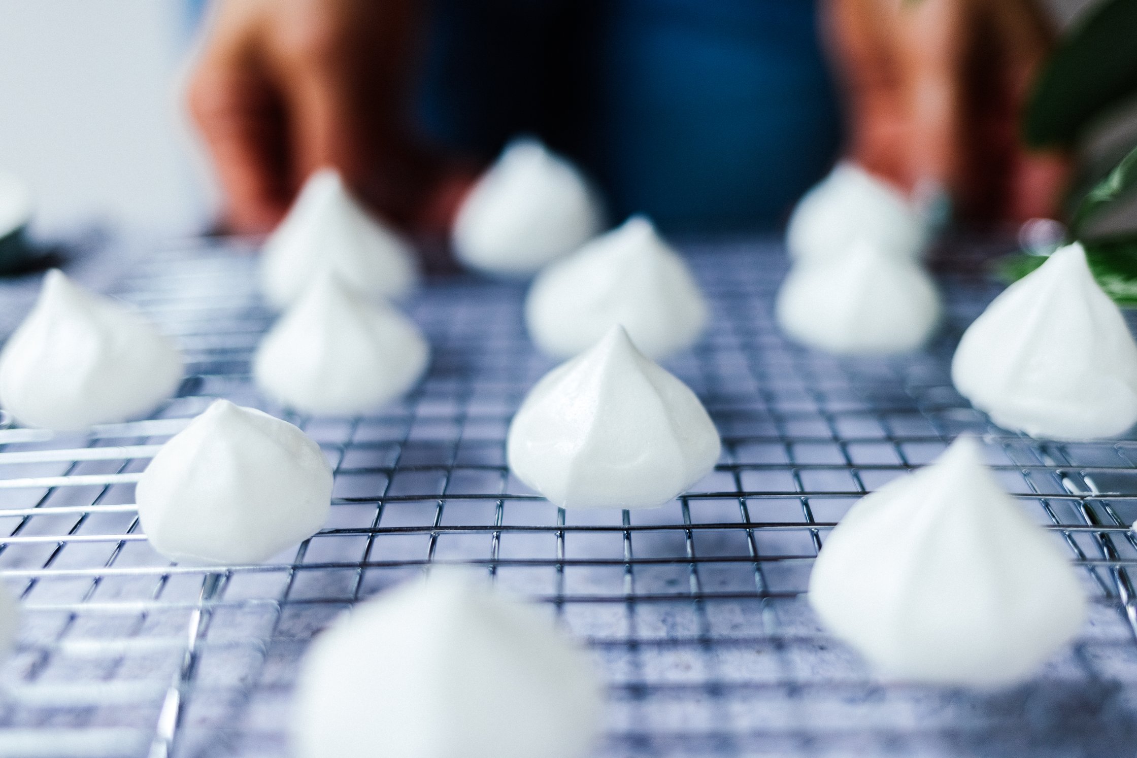 vegan meringue on a cooling rack