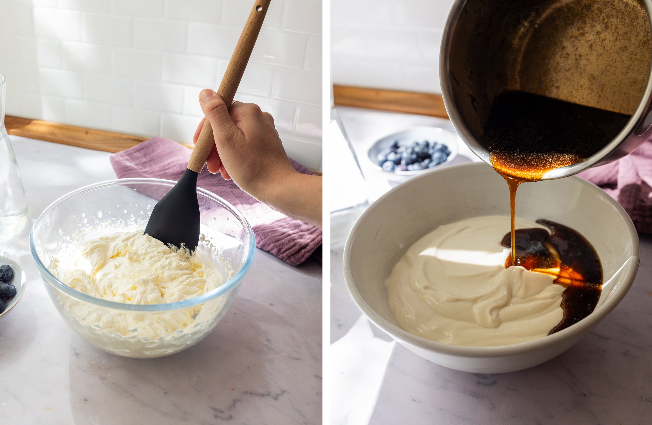 In these pictures, the coffee cream is being assembled.