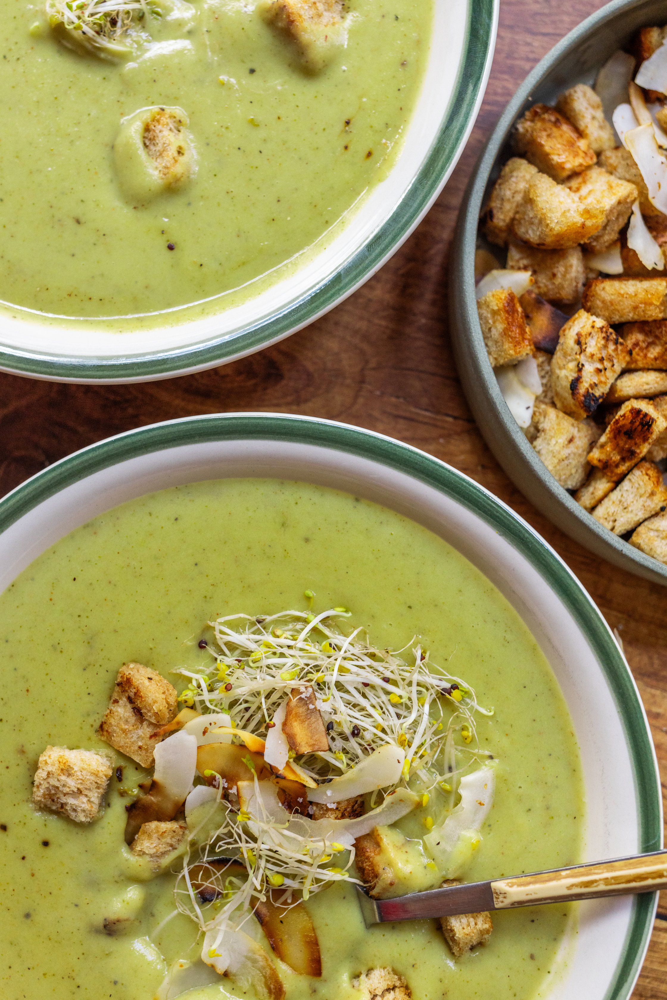 Several soup plates are shown here.