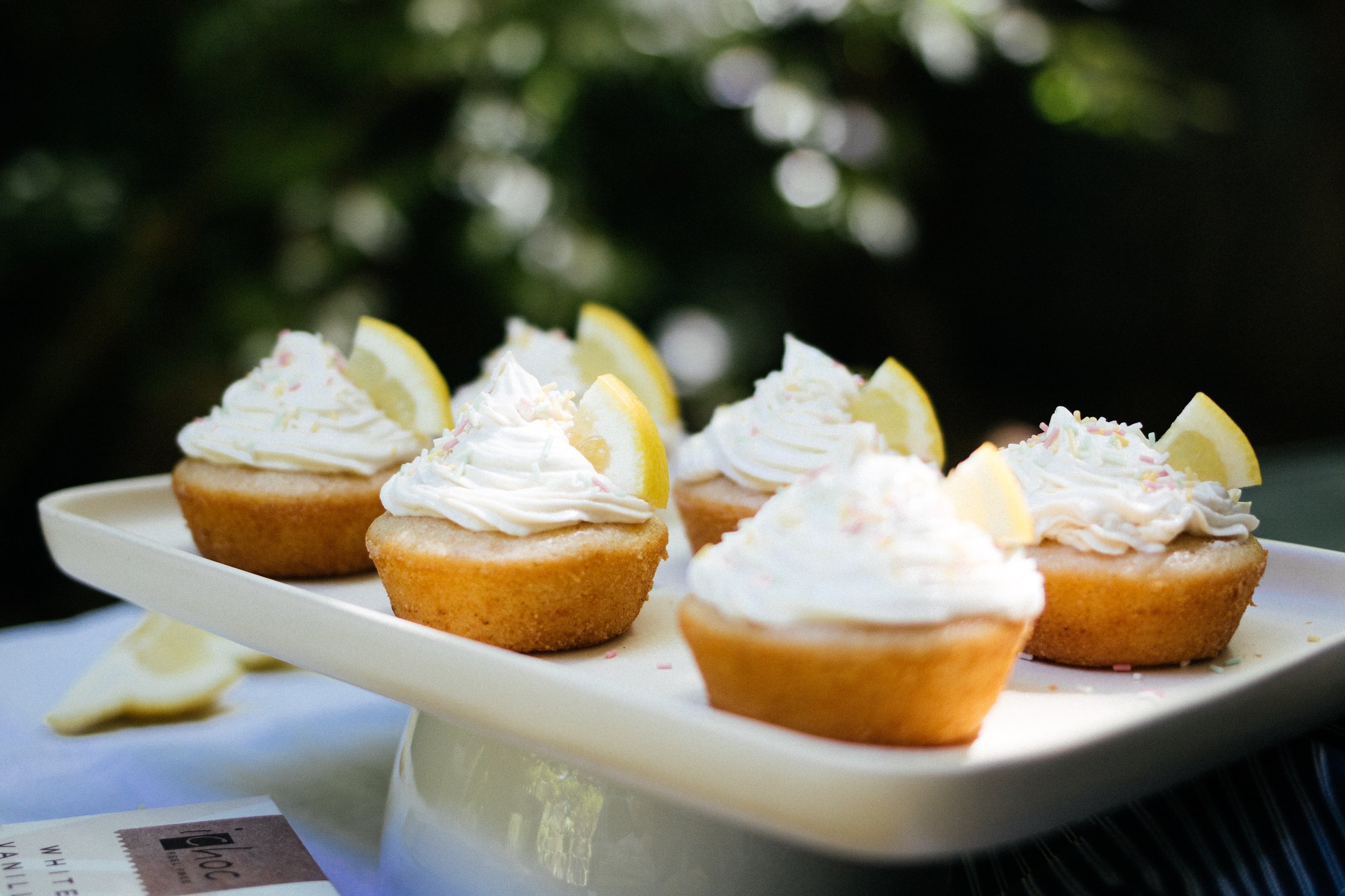 six cupcakes on a plate