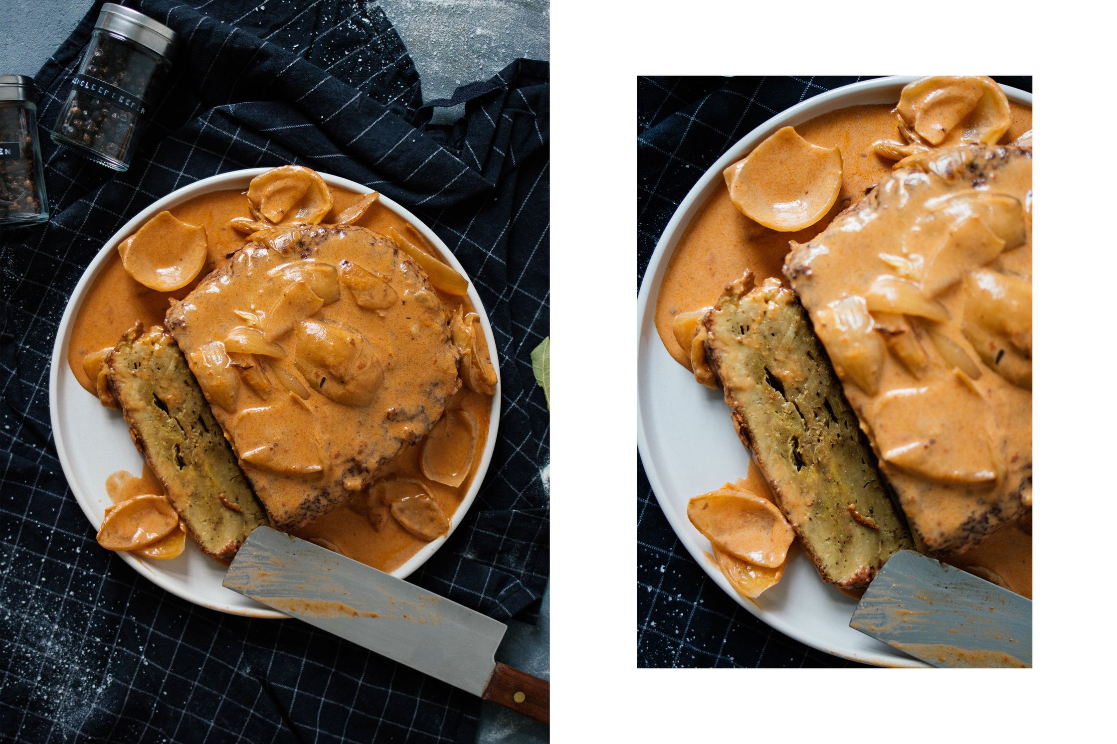 seitan roast with sauce