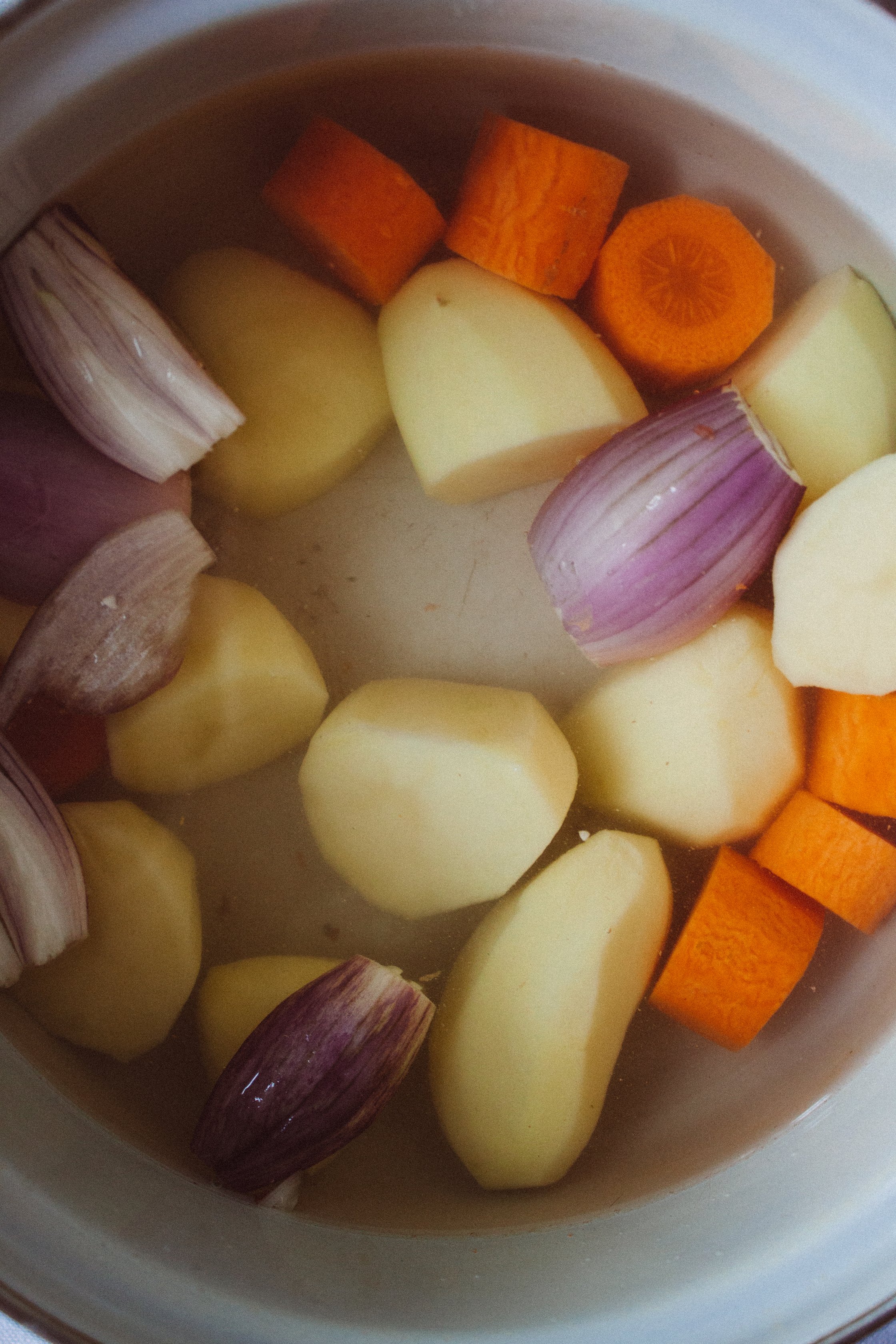 vegetable for cheese sauce in saucepan