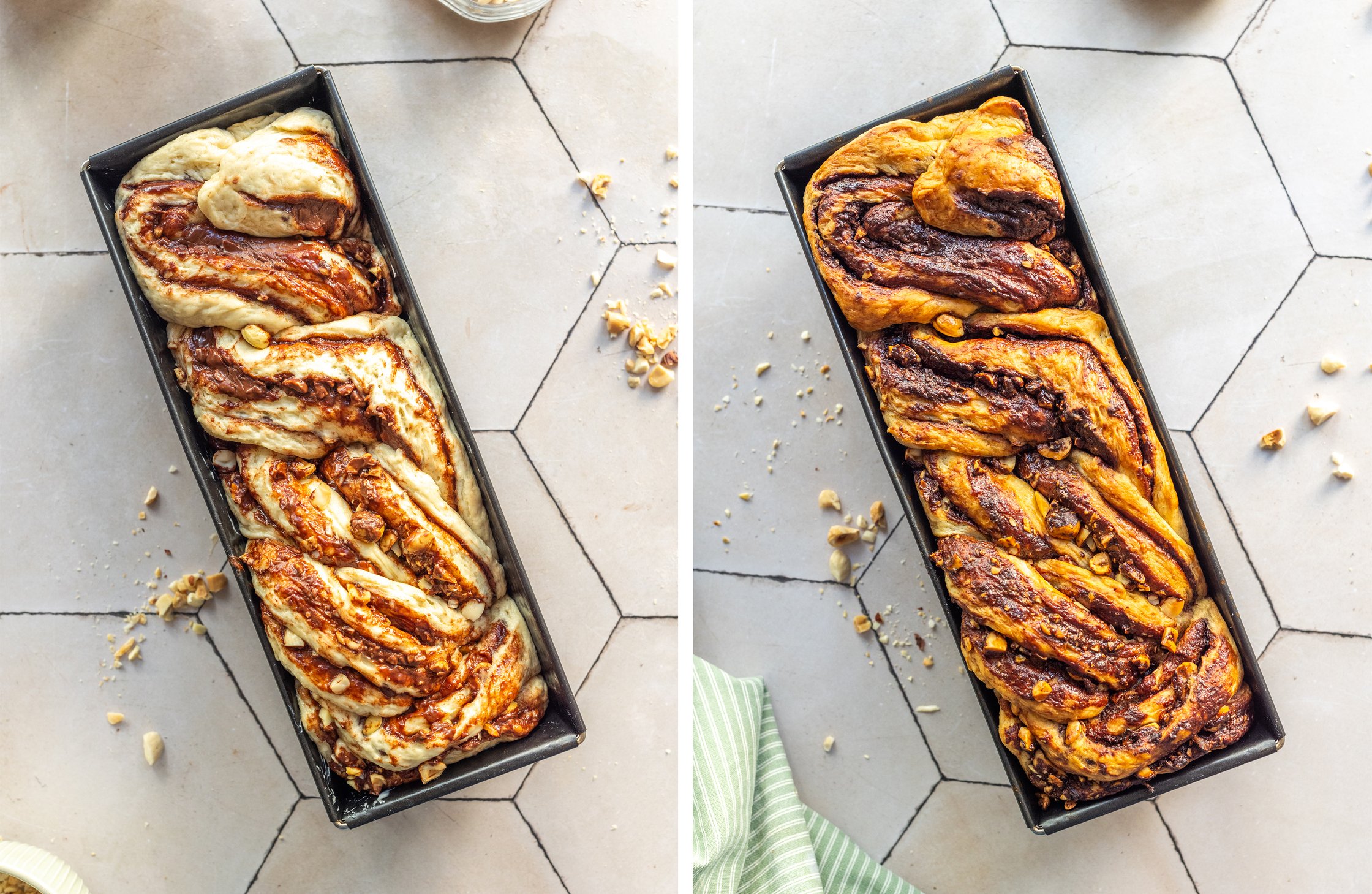 Jetzt muss der Teig gehen und in einer Kastenform gebacken werden.