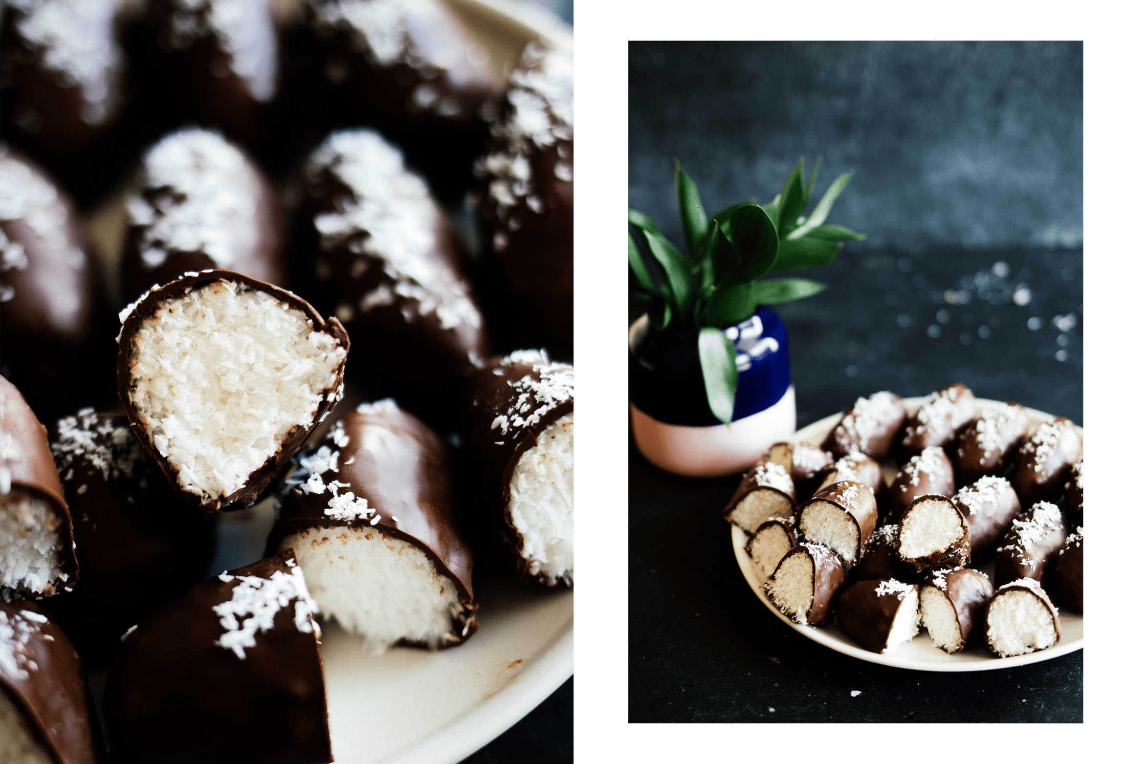 vegan bounty with coconut stuffing