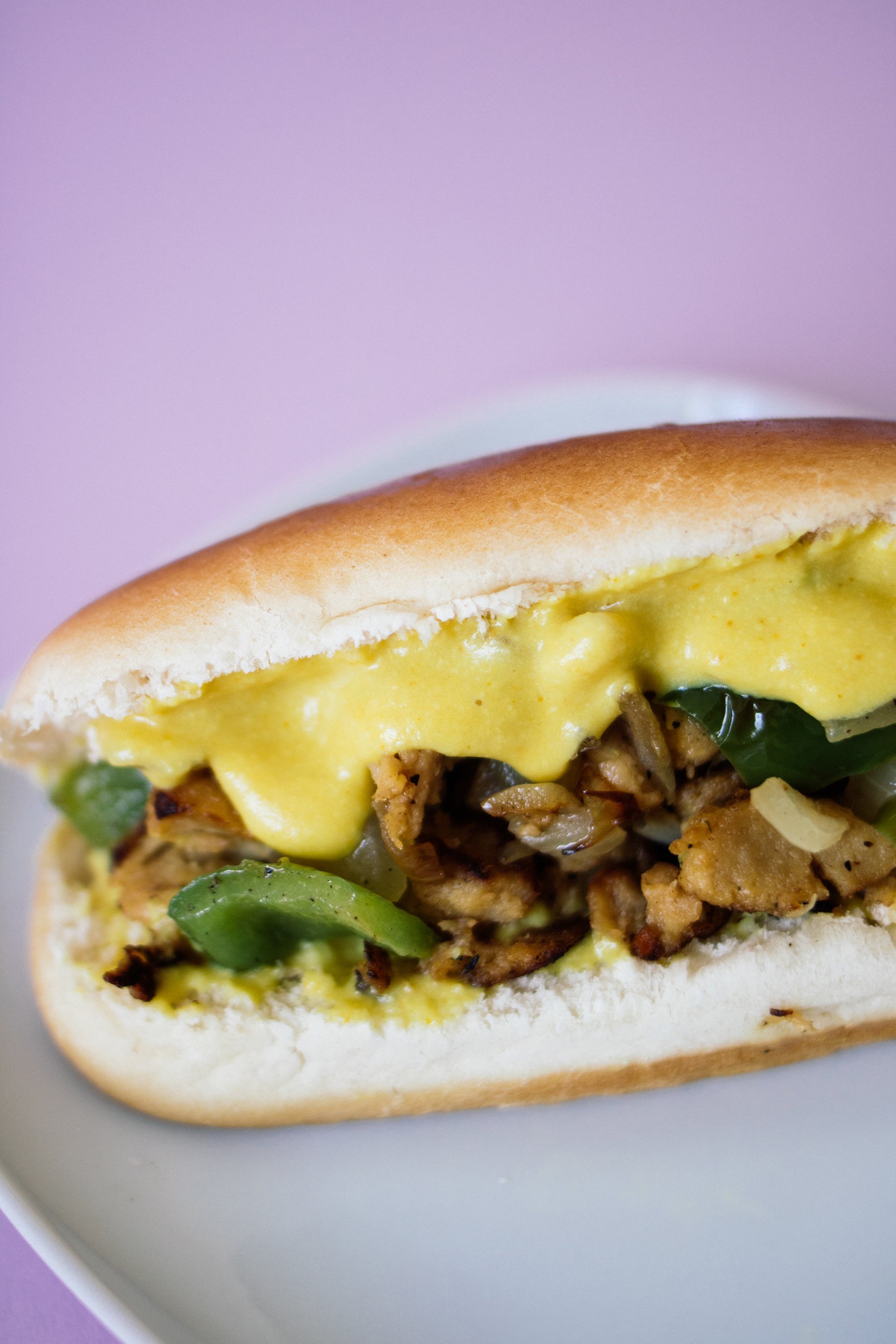 Vegan Philly Cheesesteak Sandwich on a plate