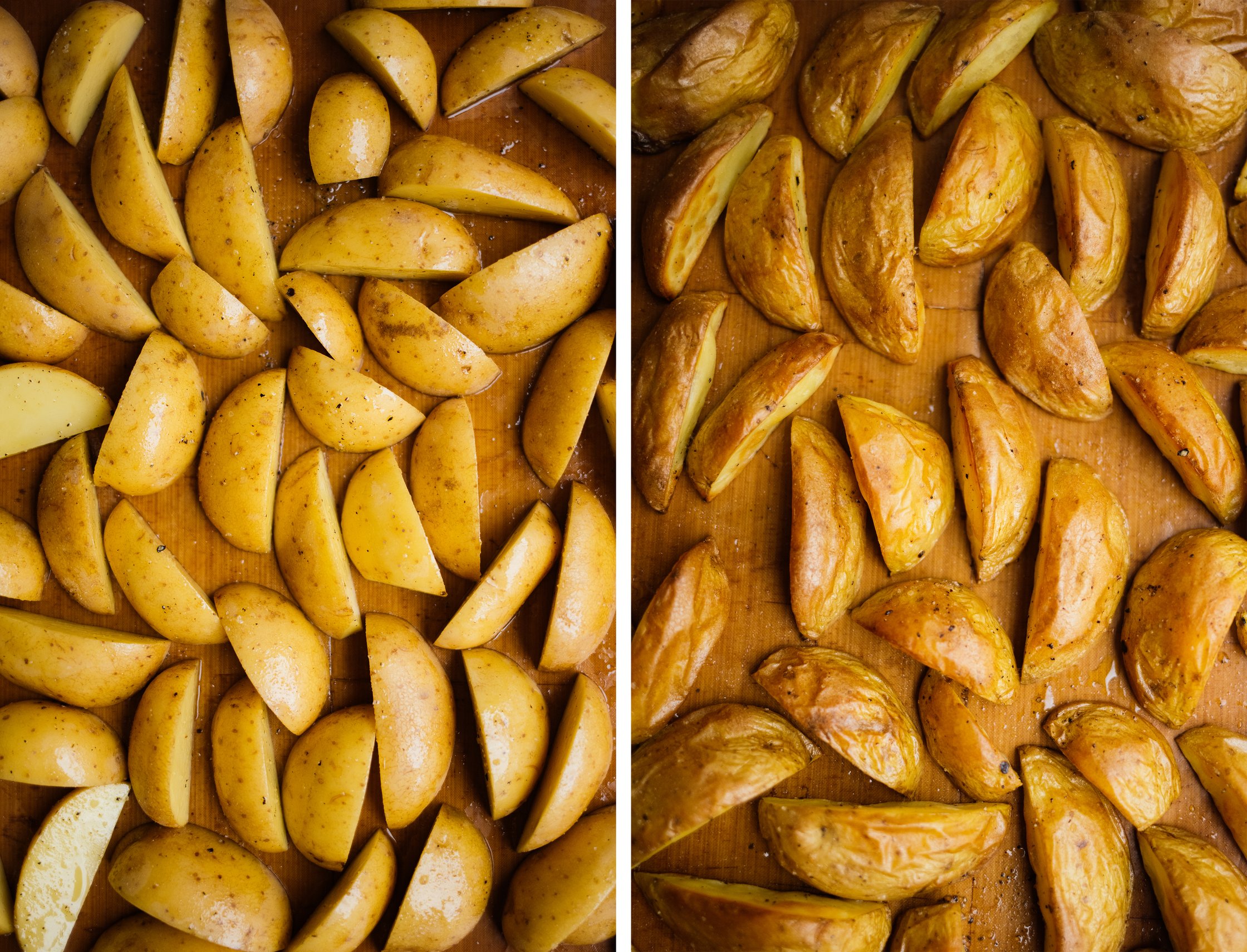 potatoes before and after baking