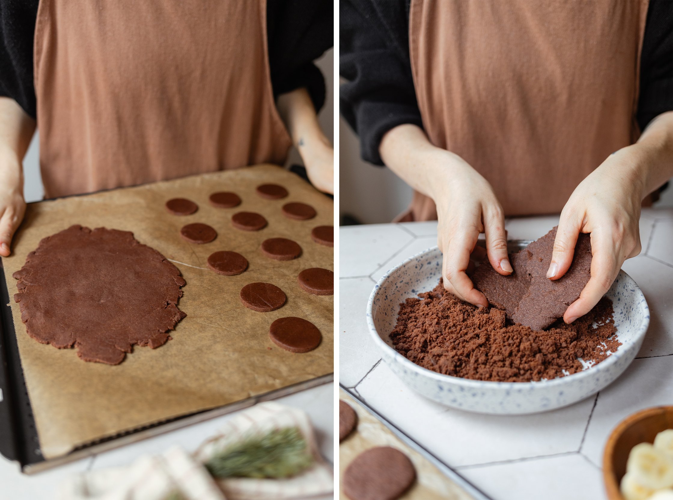 R990 Vegan Chocolate Cookies with Banana-Cream-Filling