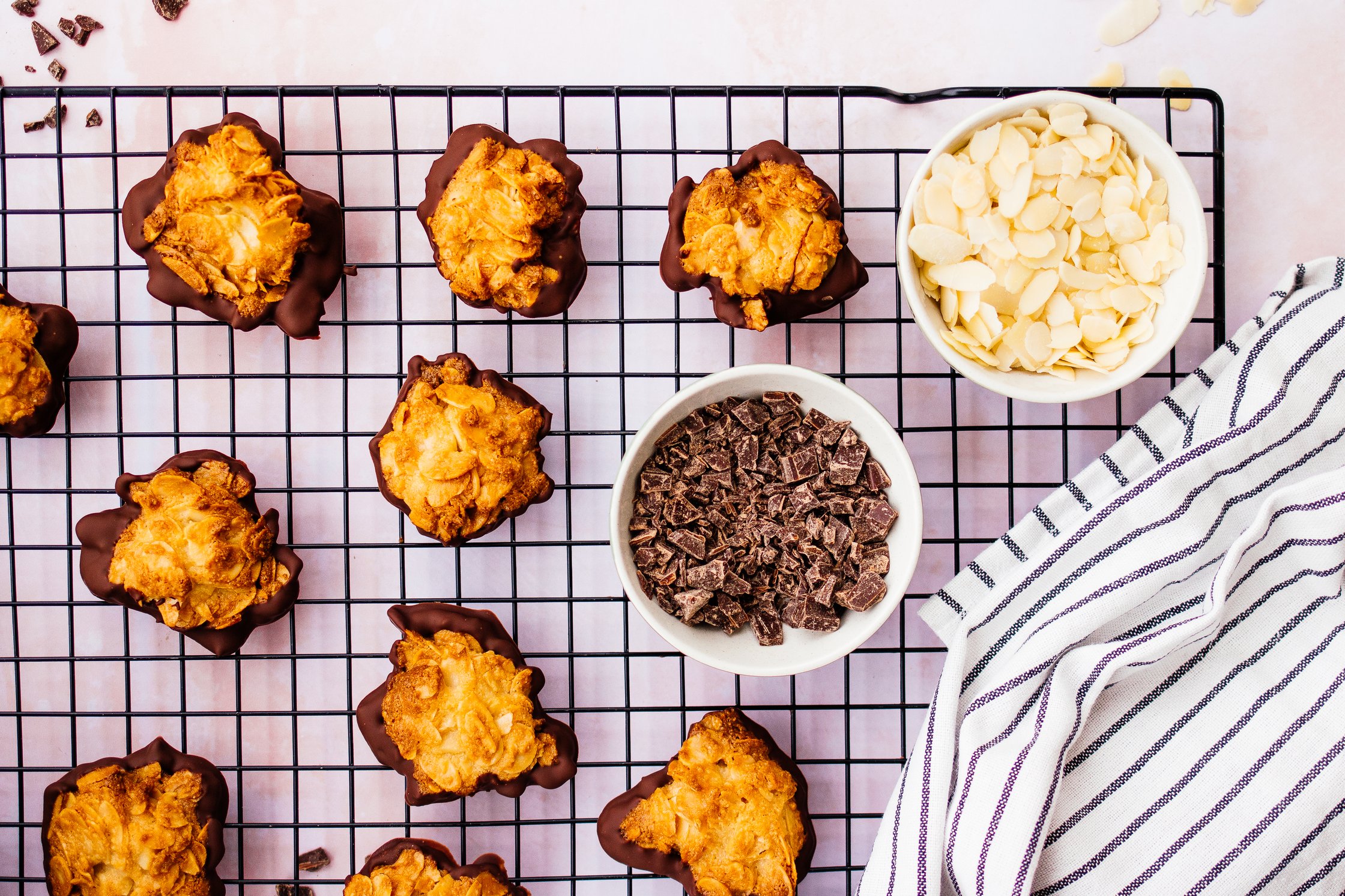 vegan florentines with almonds and chocolate