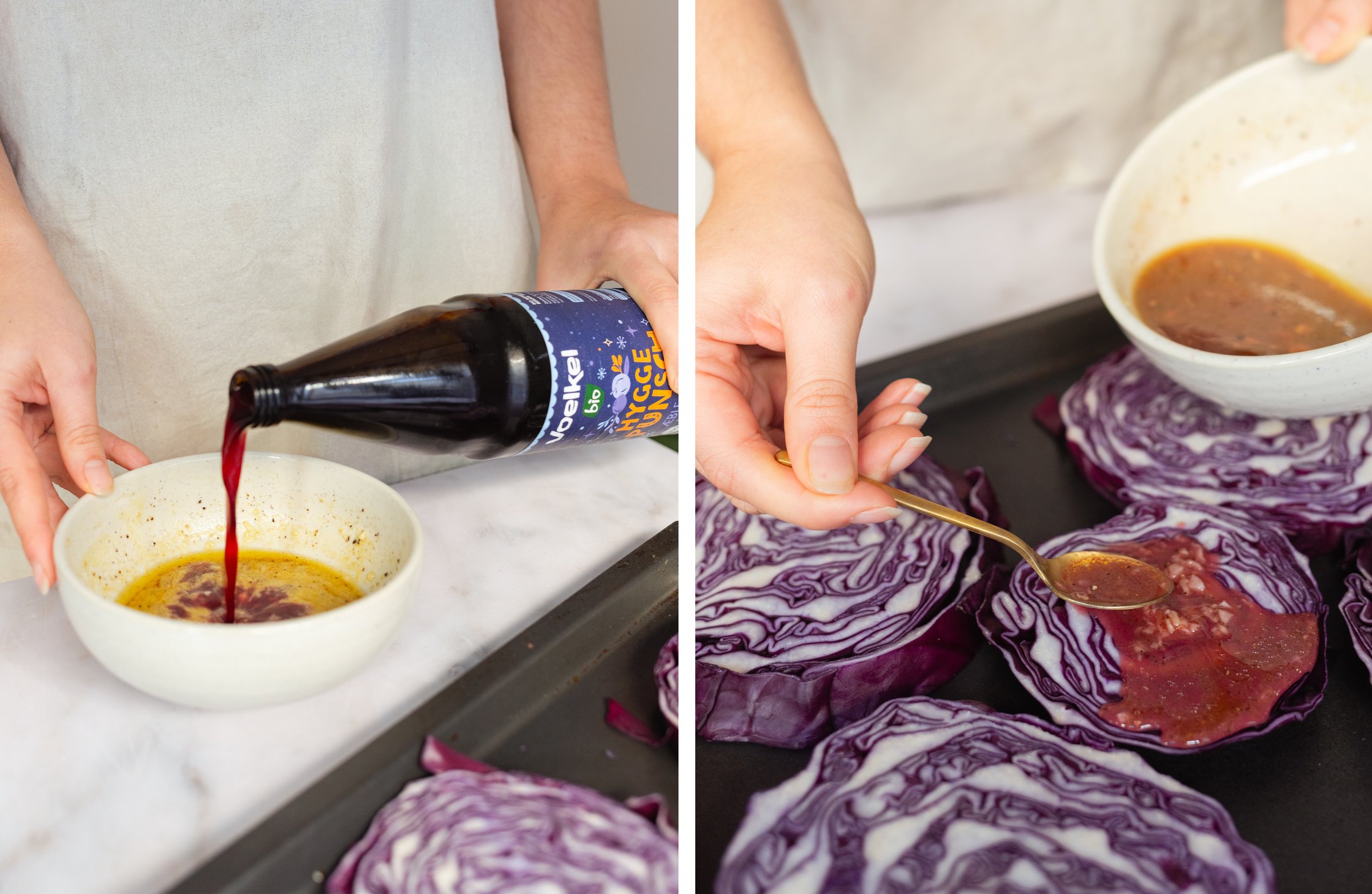 adding punch to marinade; marinating red cabbage