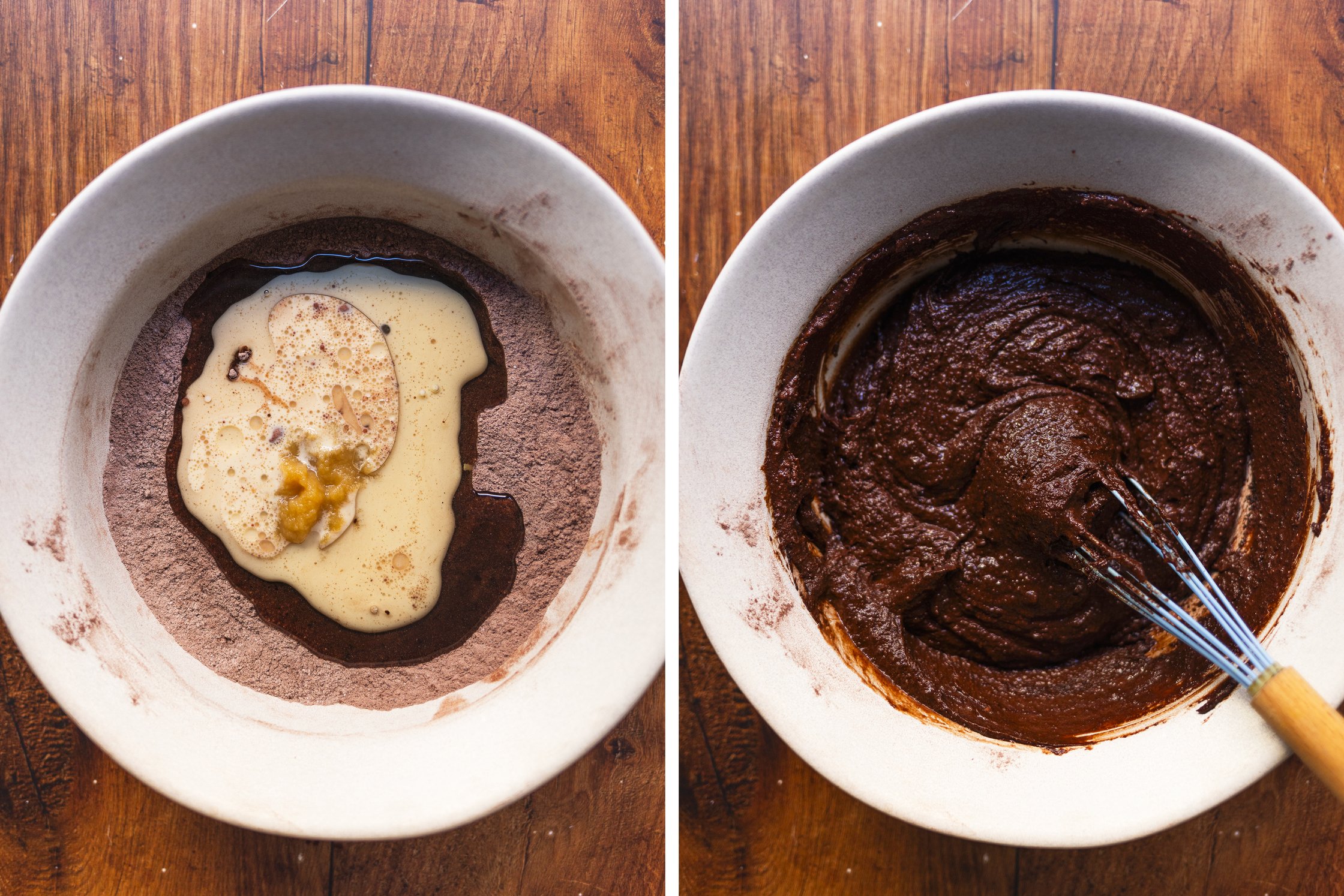 preparing vegan brownie batter