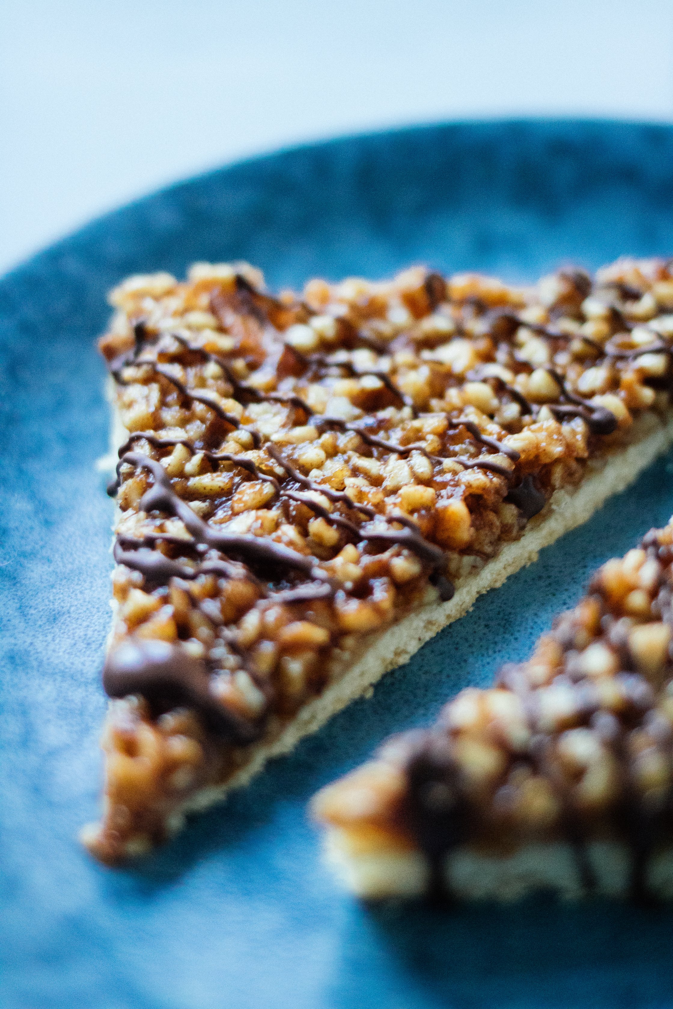 vegan nut triangles with melted chocolate