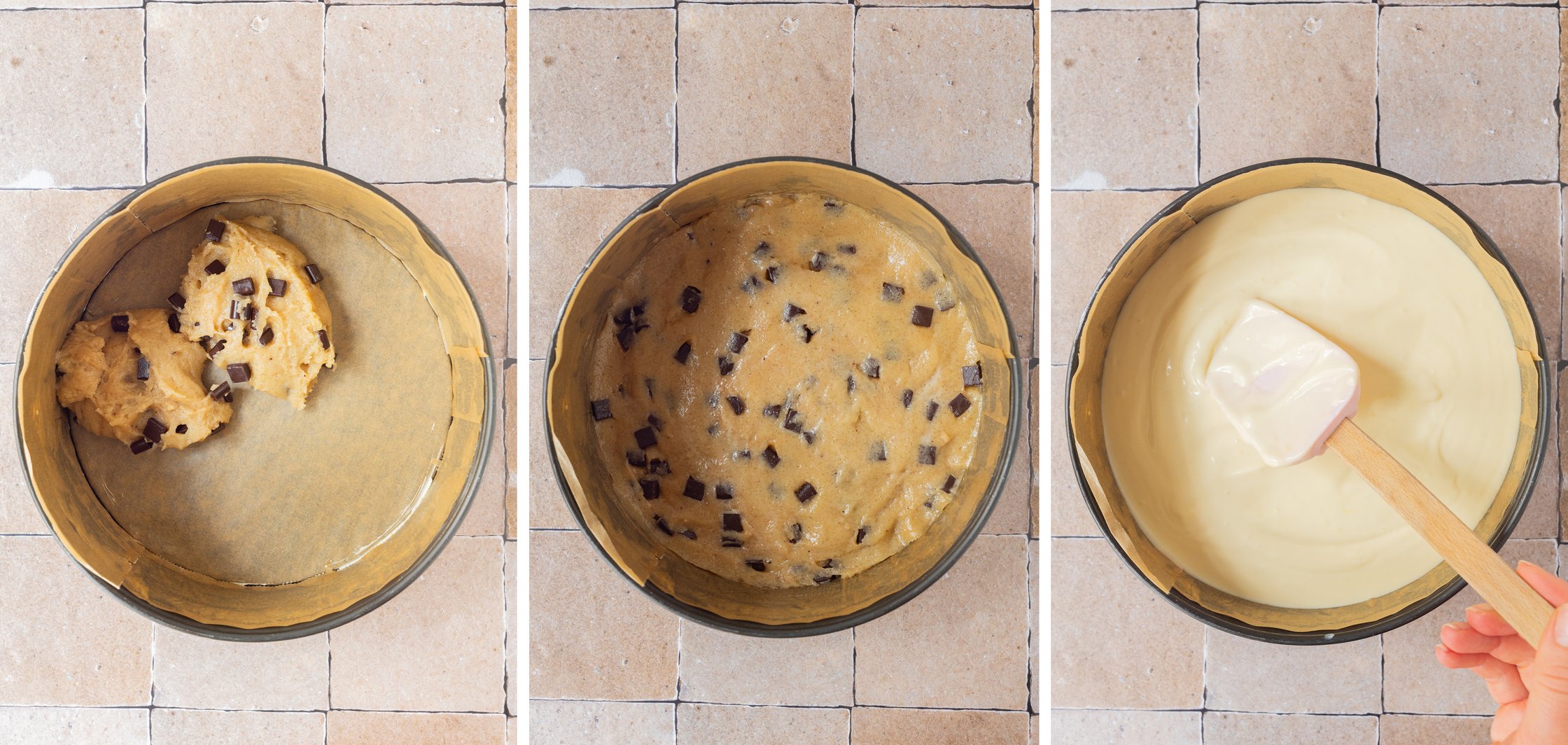preperation of Cookie Dough Cheesecake