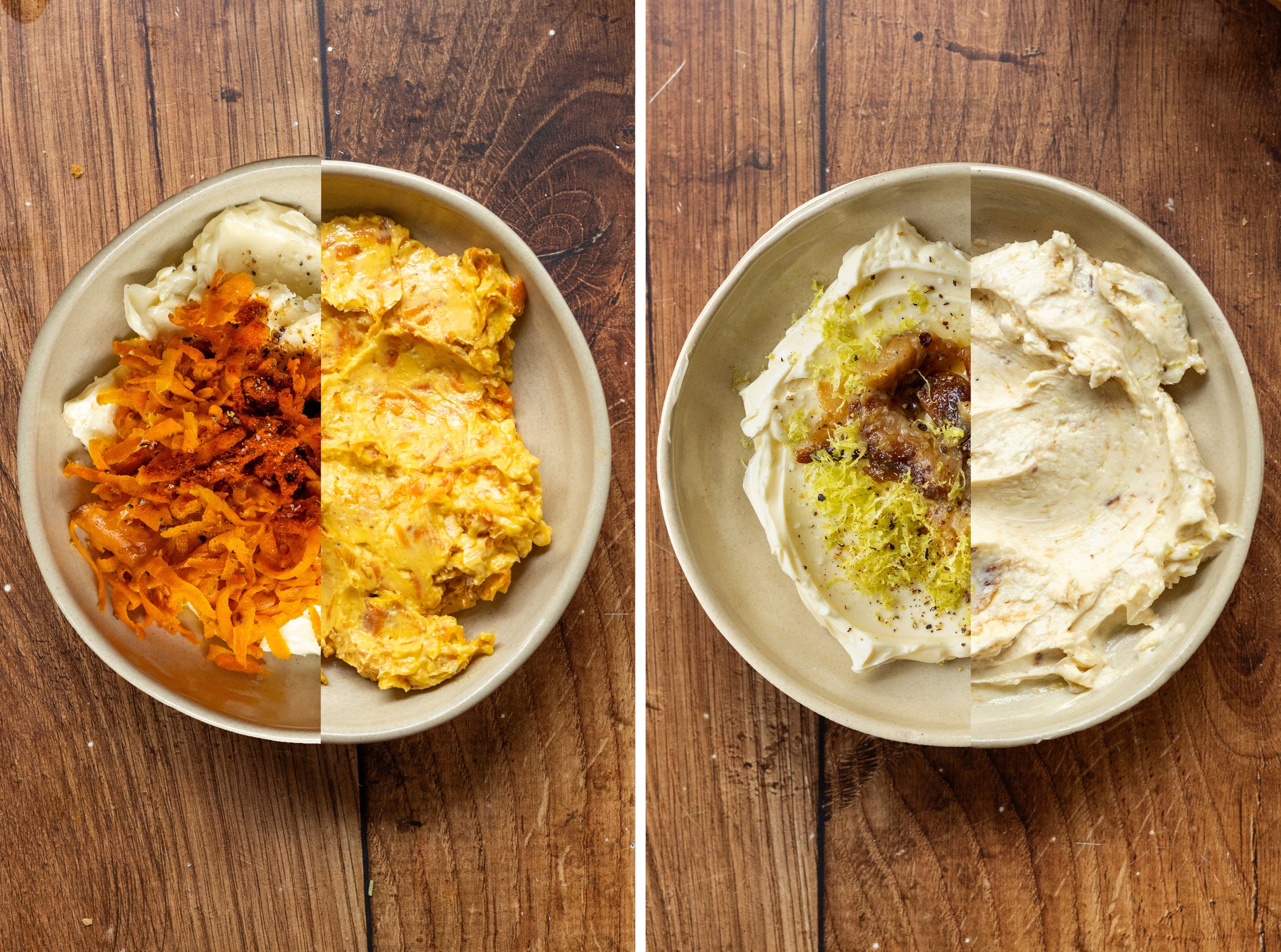 vegan carrot butter and vegan garlic butter