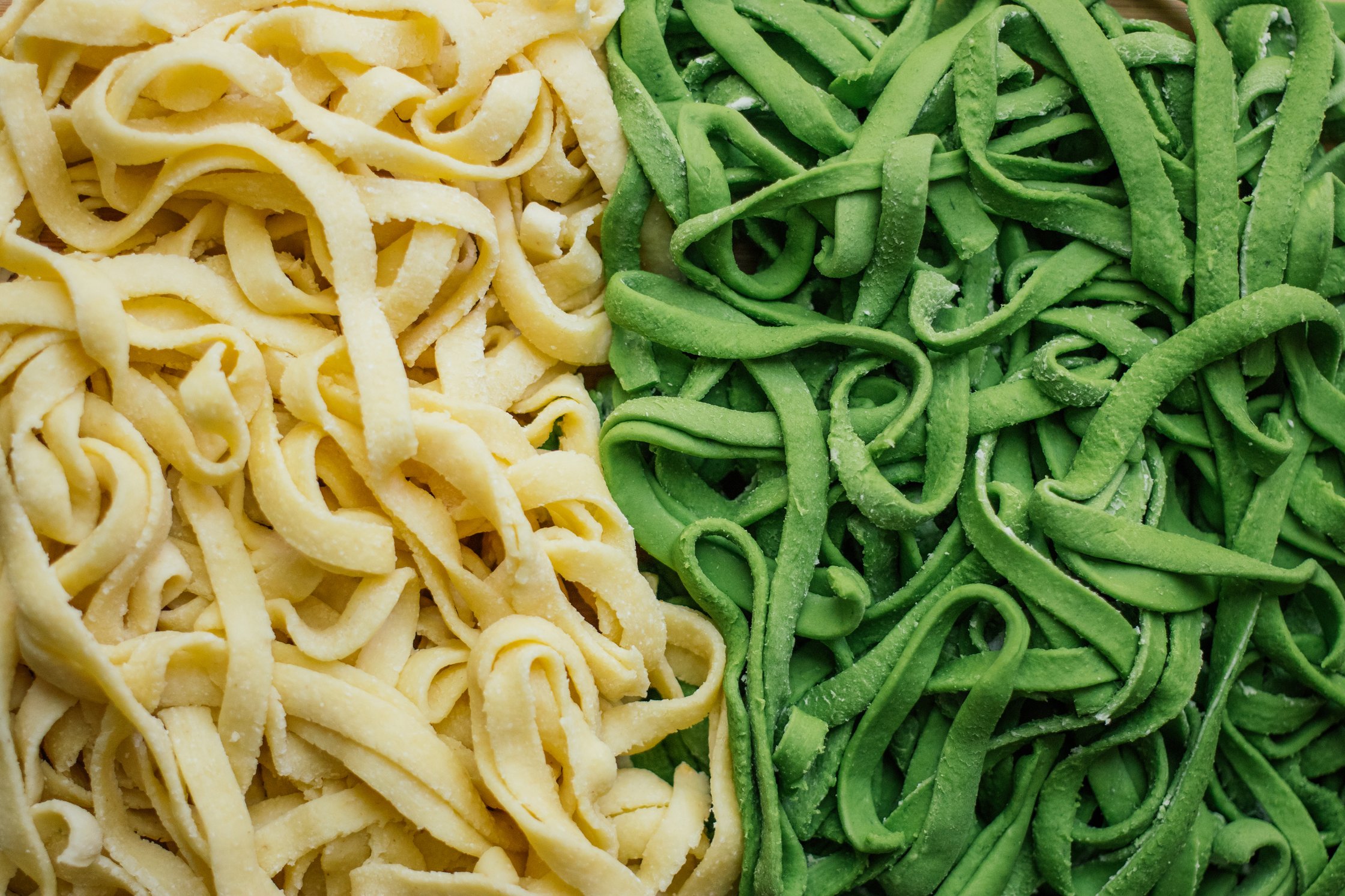 homemade spinach tagliatelle