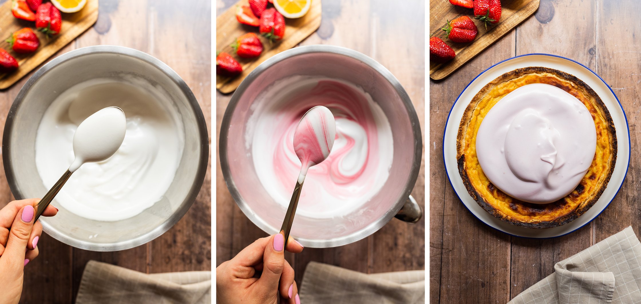 Now mix the marshmallow cream and spread it over the cheesecake.