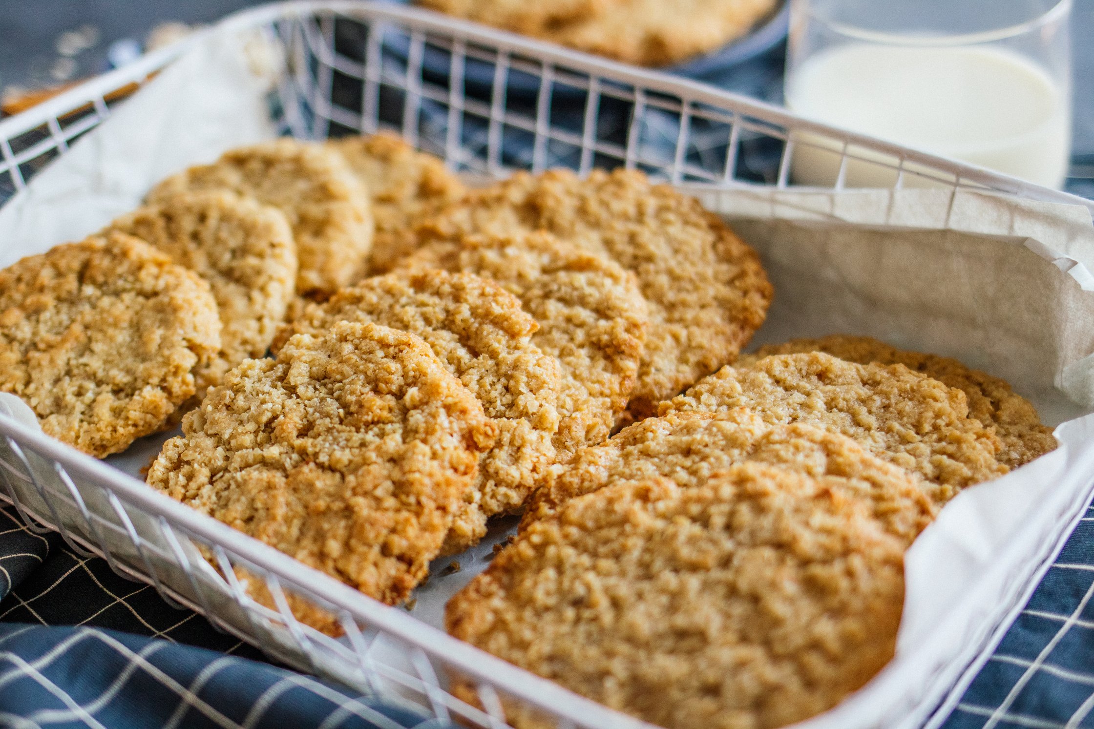 vegan oat cookies in a basket