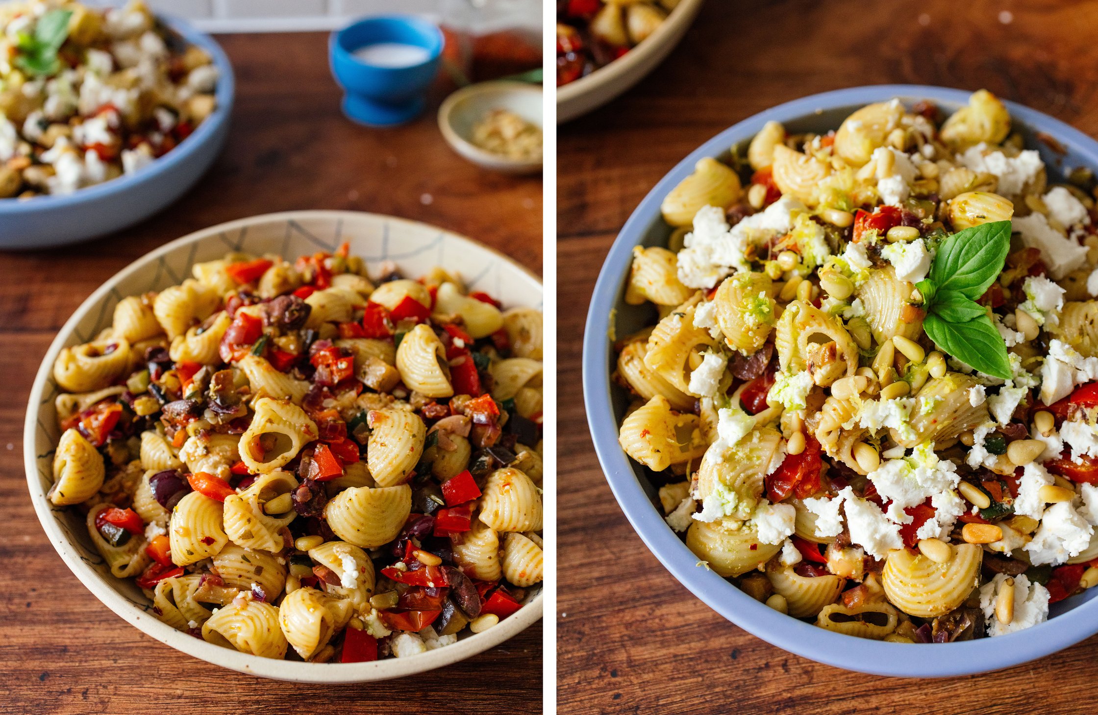 veganer Nudelsalat à la Ratatouille mit und ohne Toppings