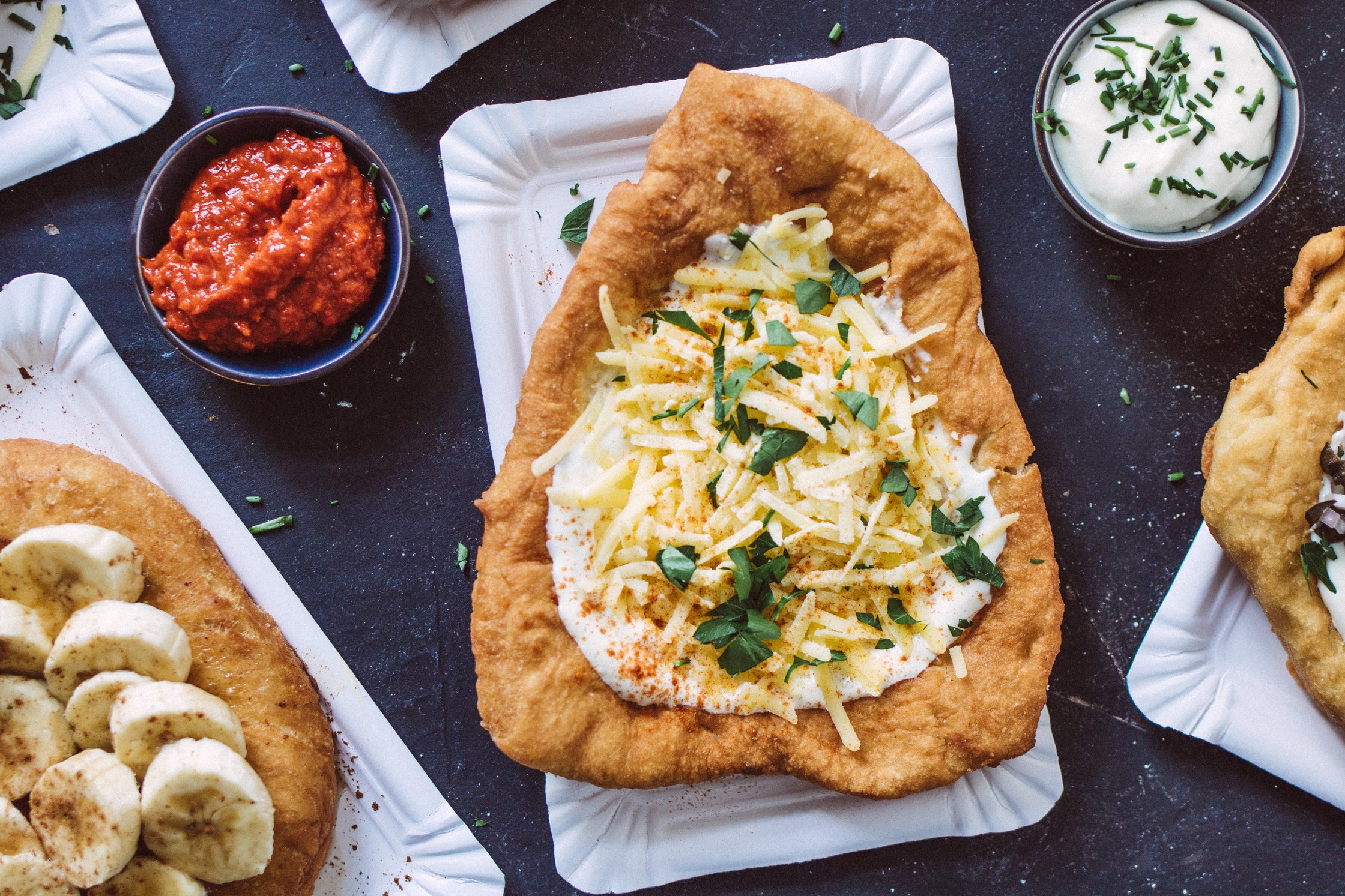 closeup of vegan langos
