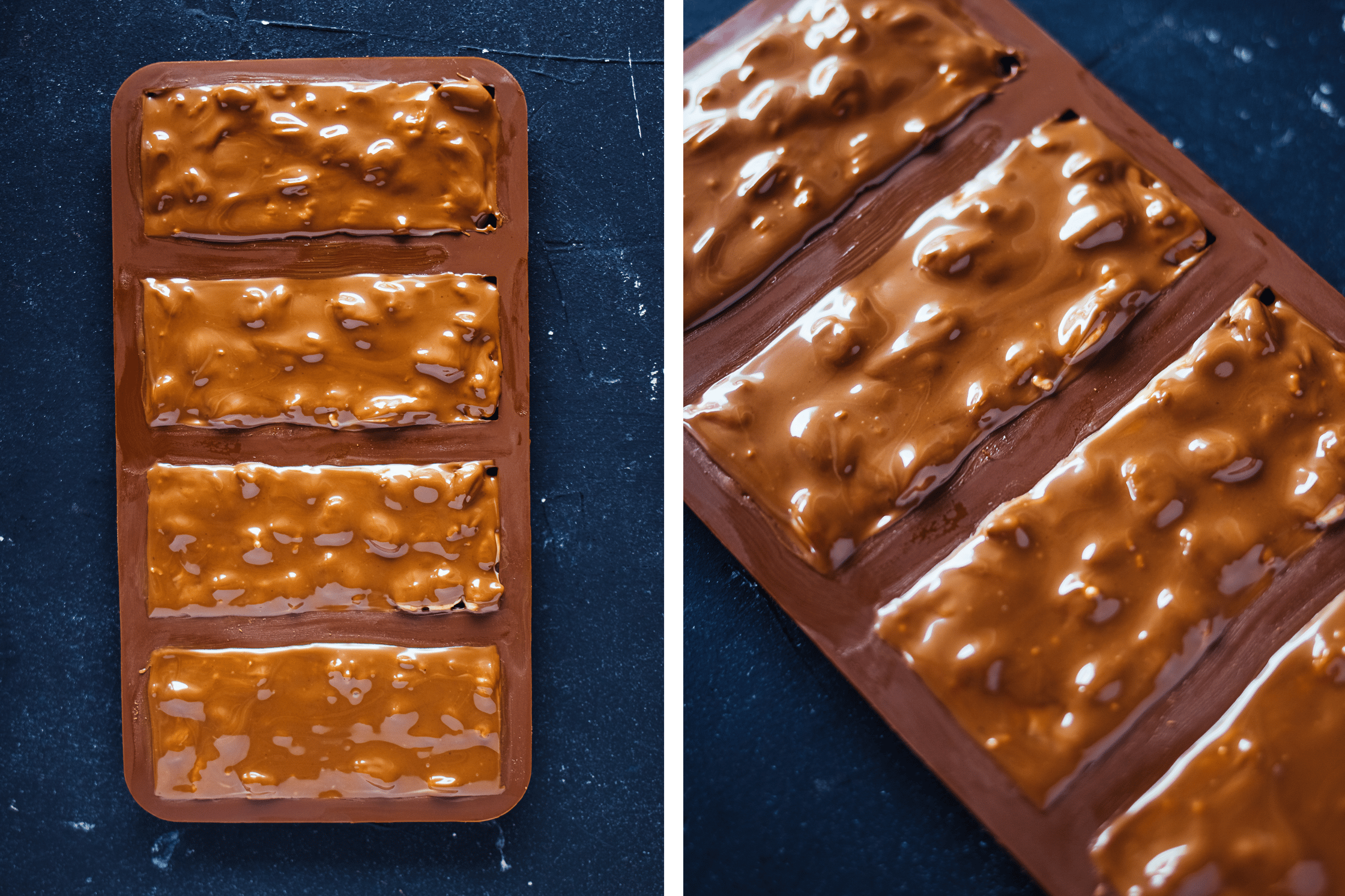 vegan kinder country bars covered with melted chocolate