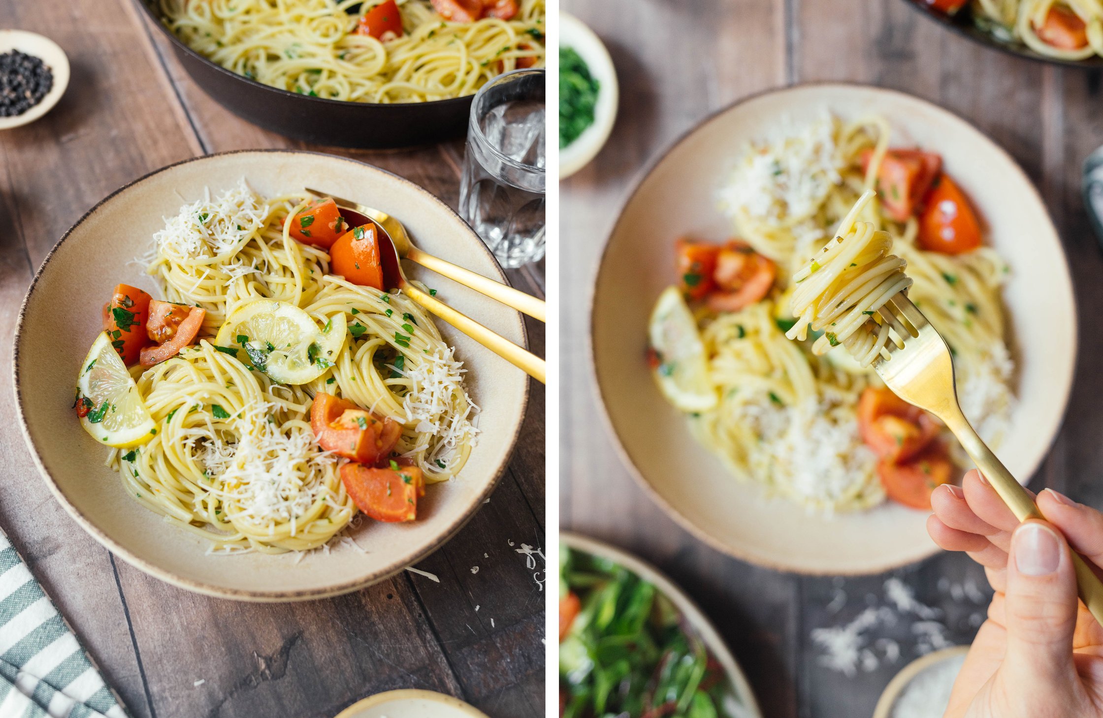 ein Teller mit Pasta und Parmesan