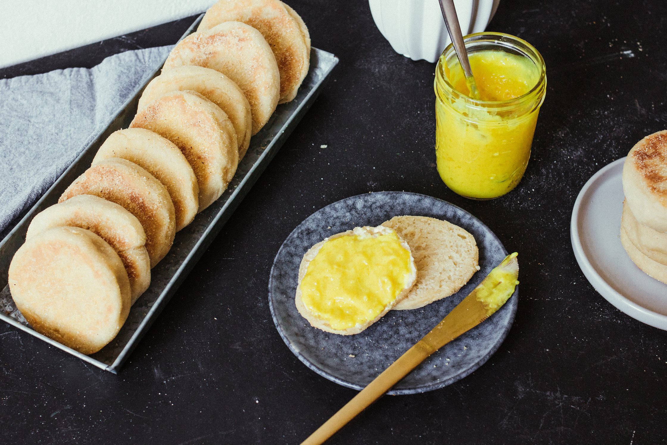 lemon curd on english muffins