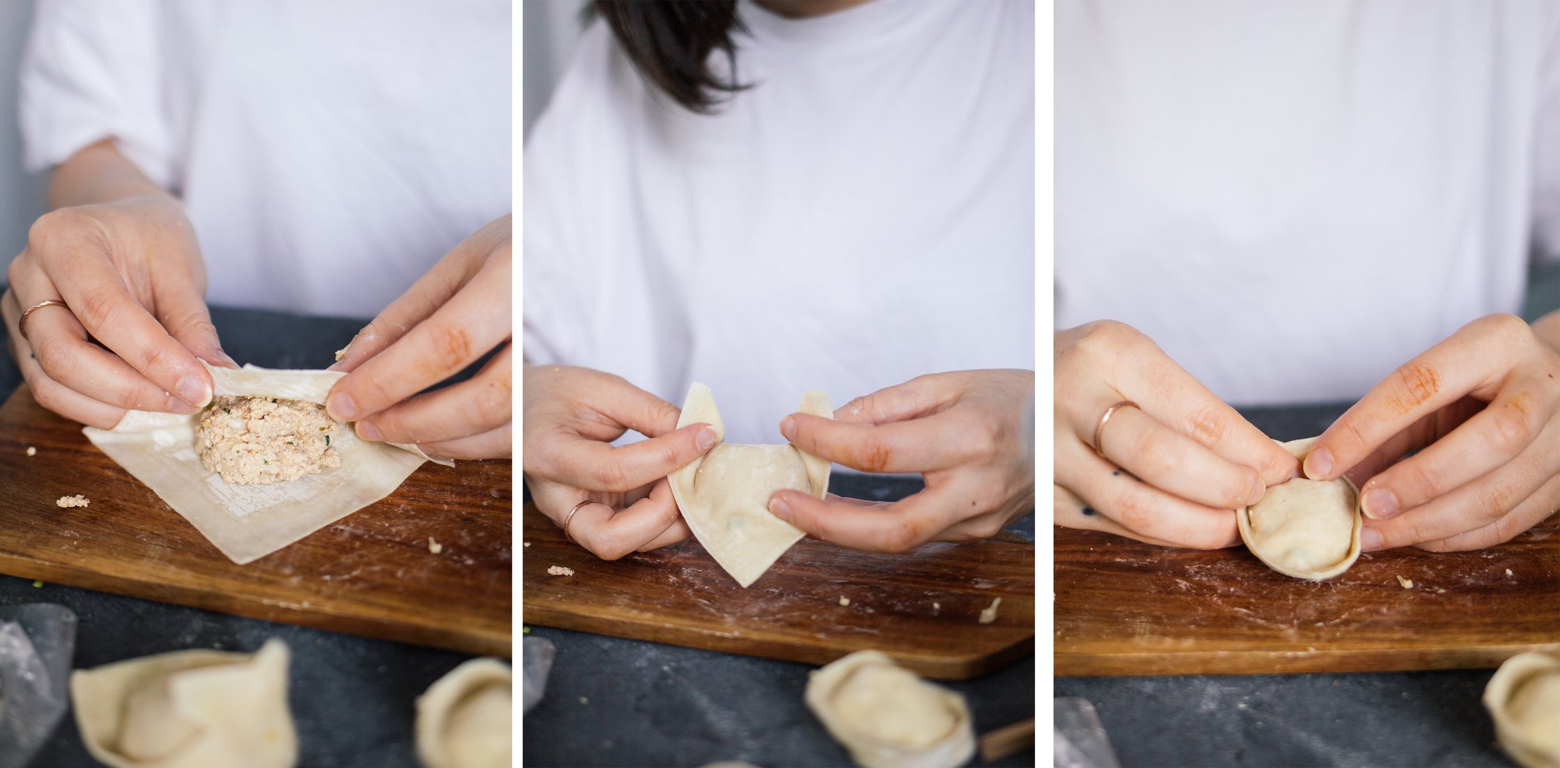 vegane wontons falten