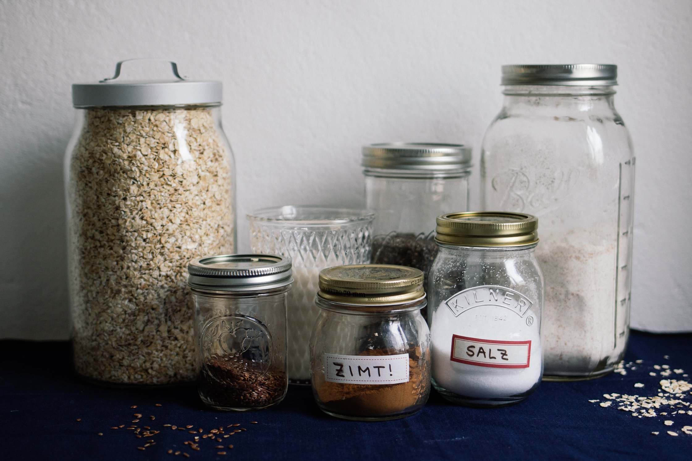 all ingredients are in jars next to each other