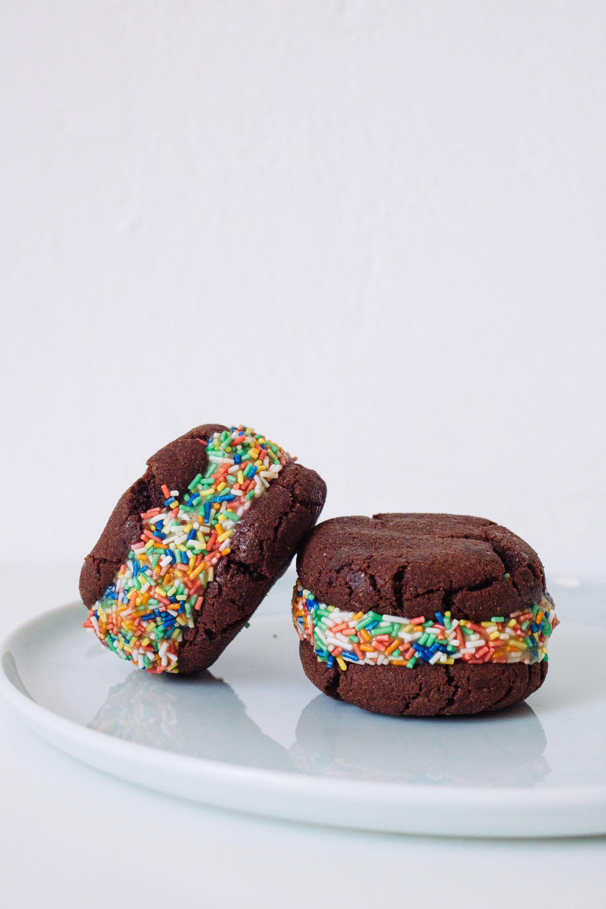 Two Vegan Nicecream Sandwiches on a plate