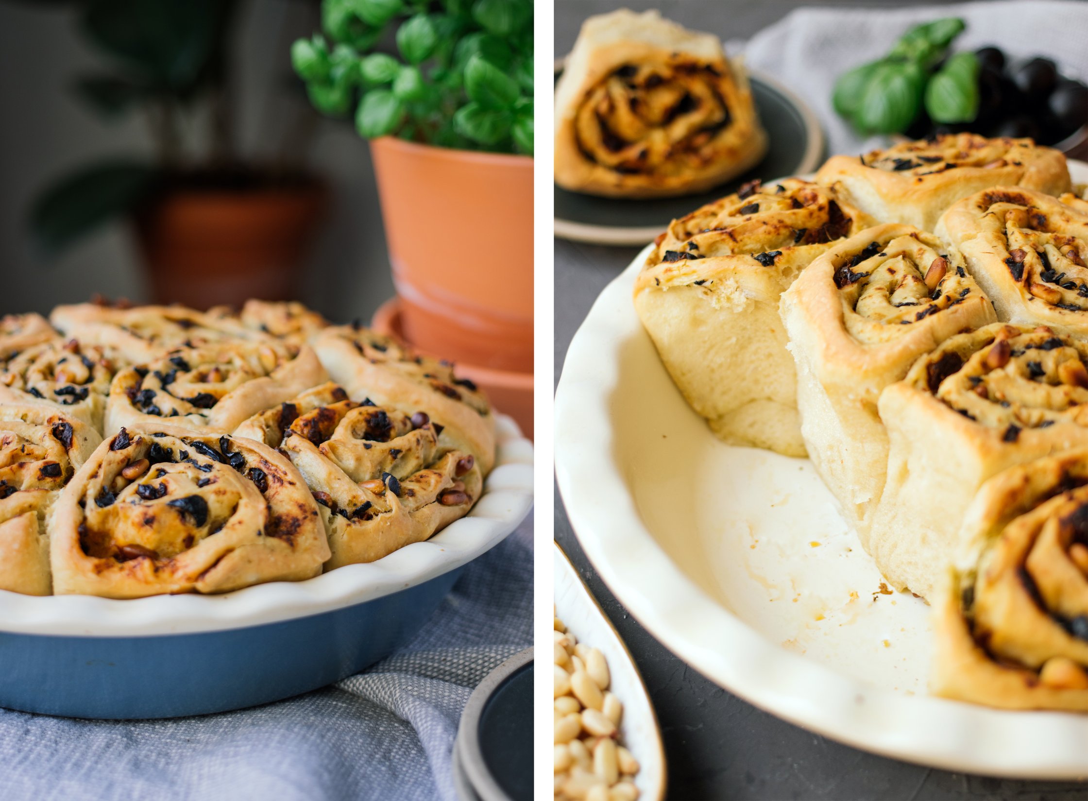 Vegan Pesto Yeast Buns after baking