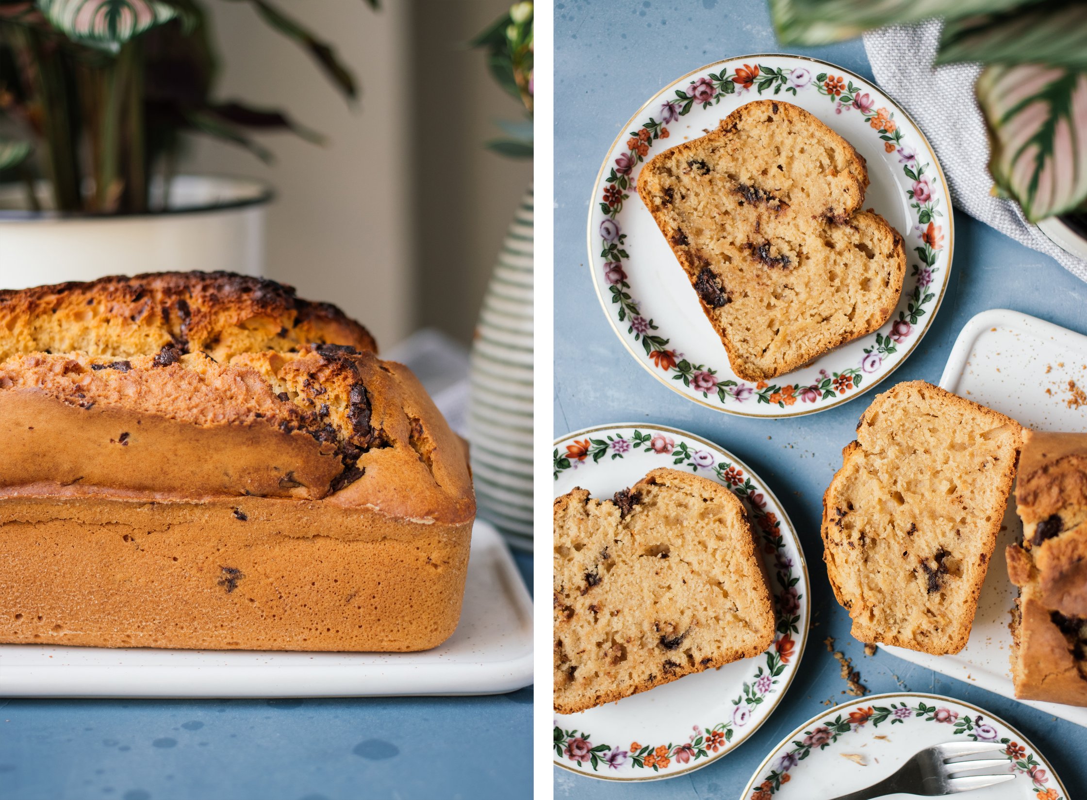 vegan peanut loaf cake served on plates