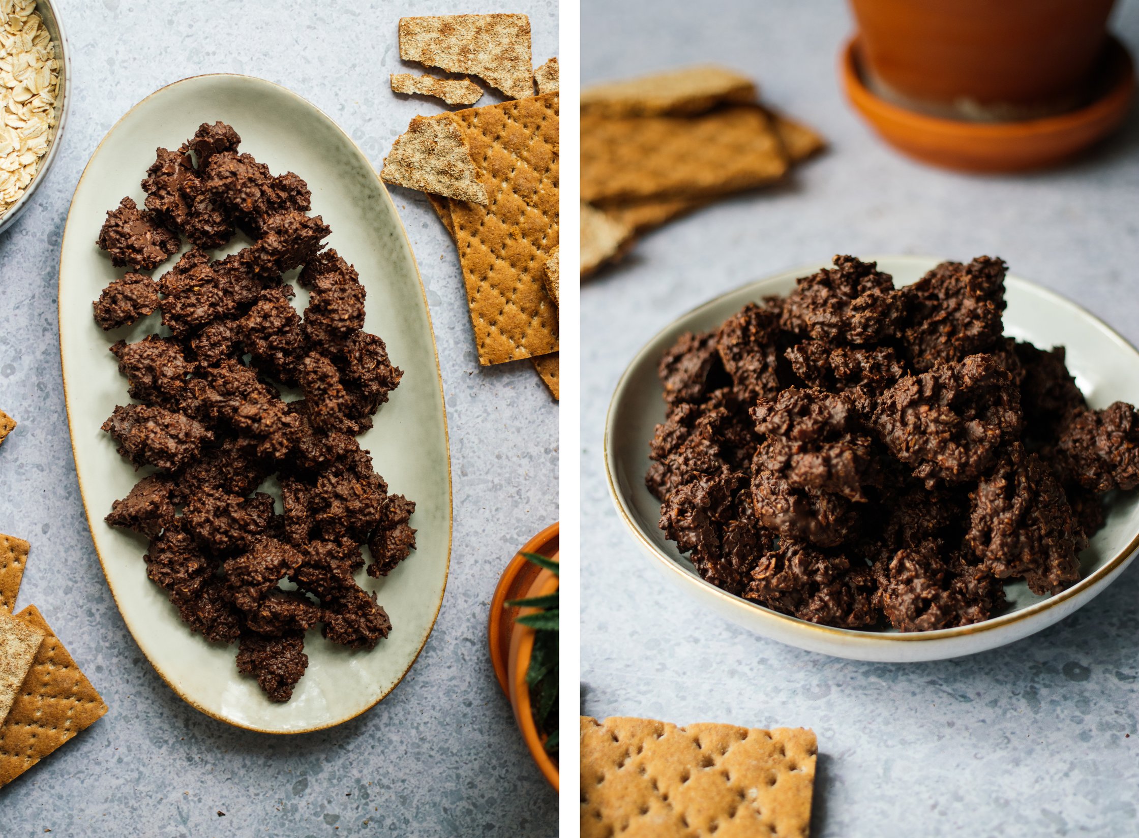 crispy chocolate bites on a plate