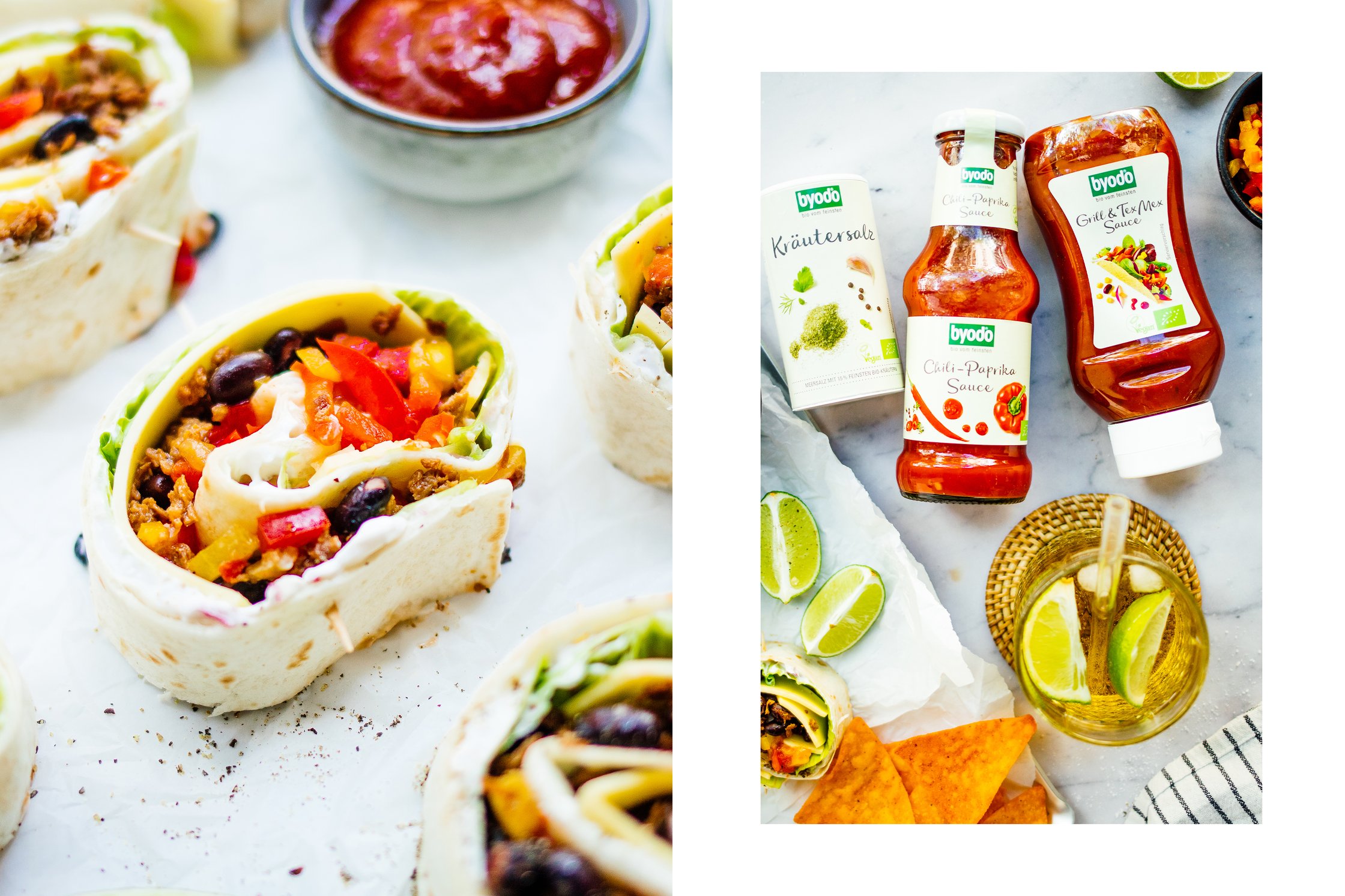 vegan pinwheels with sauces