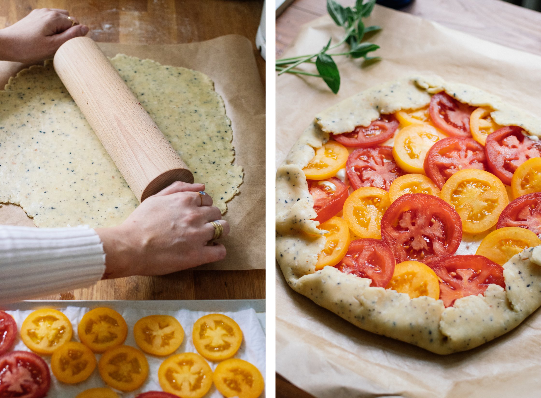 teig ausrollen für vegane tomatengalette