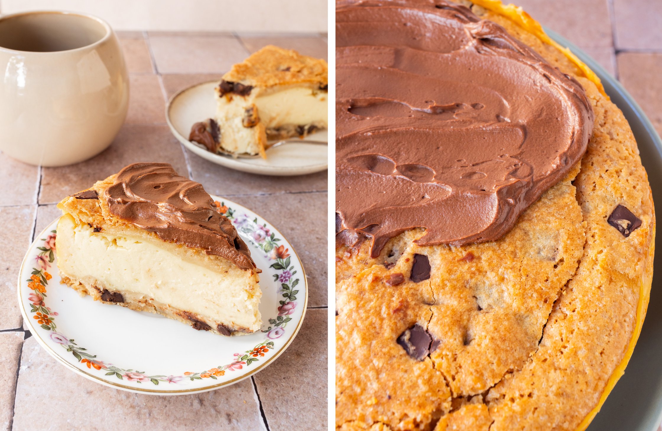 Vegan Cookie Dough Cheesecake with ganache