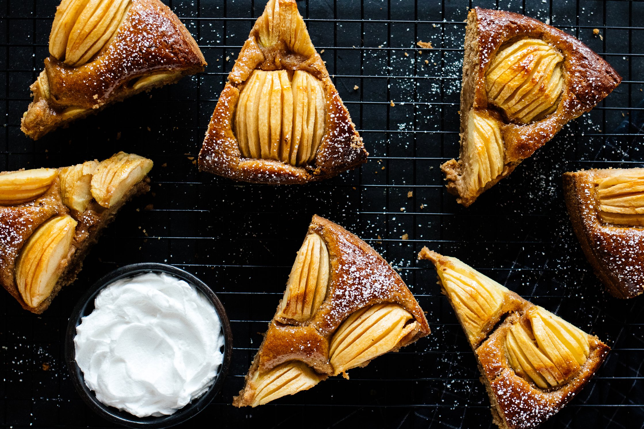 vegan apple cake with whipped cream