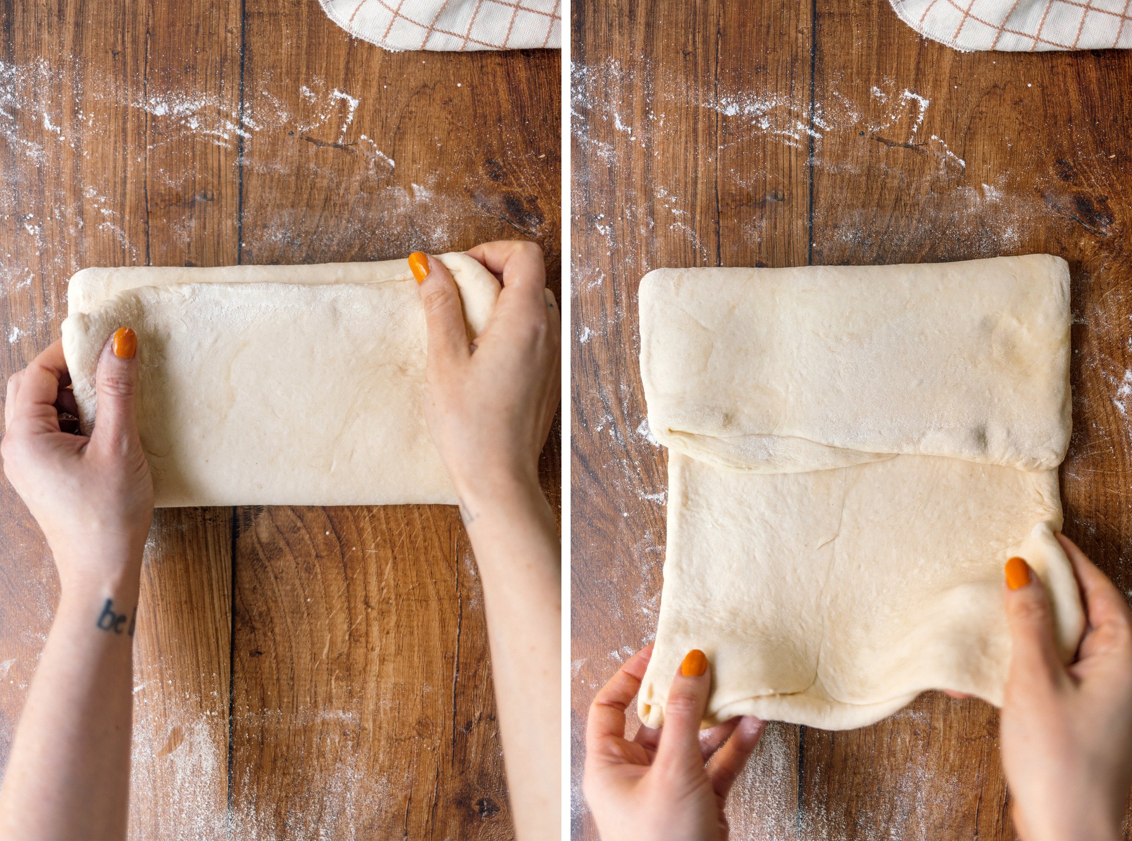 folding dough for Vegan German Pudding Pretzel